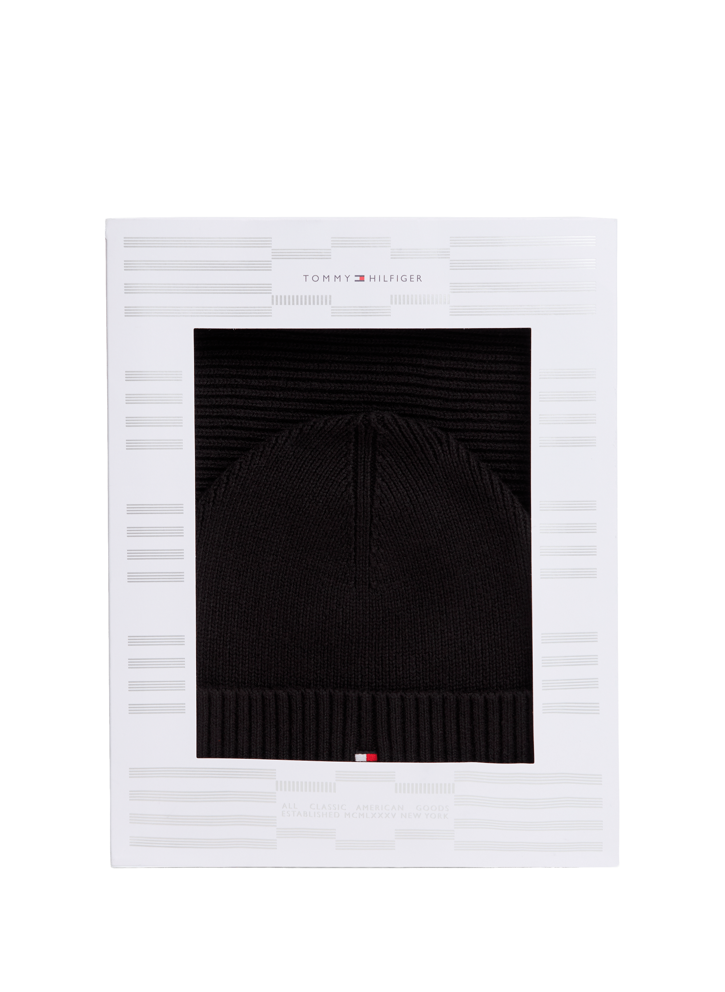 Cotton and cashmere hat and scarf TOMMY HILFIGER Black