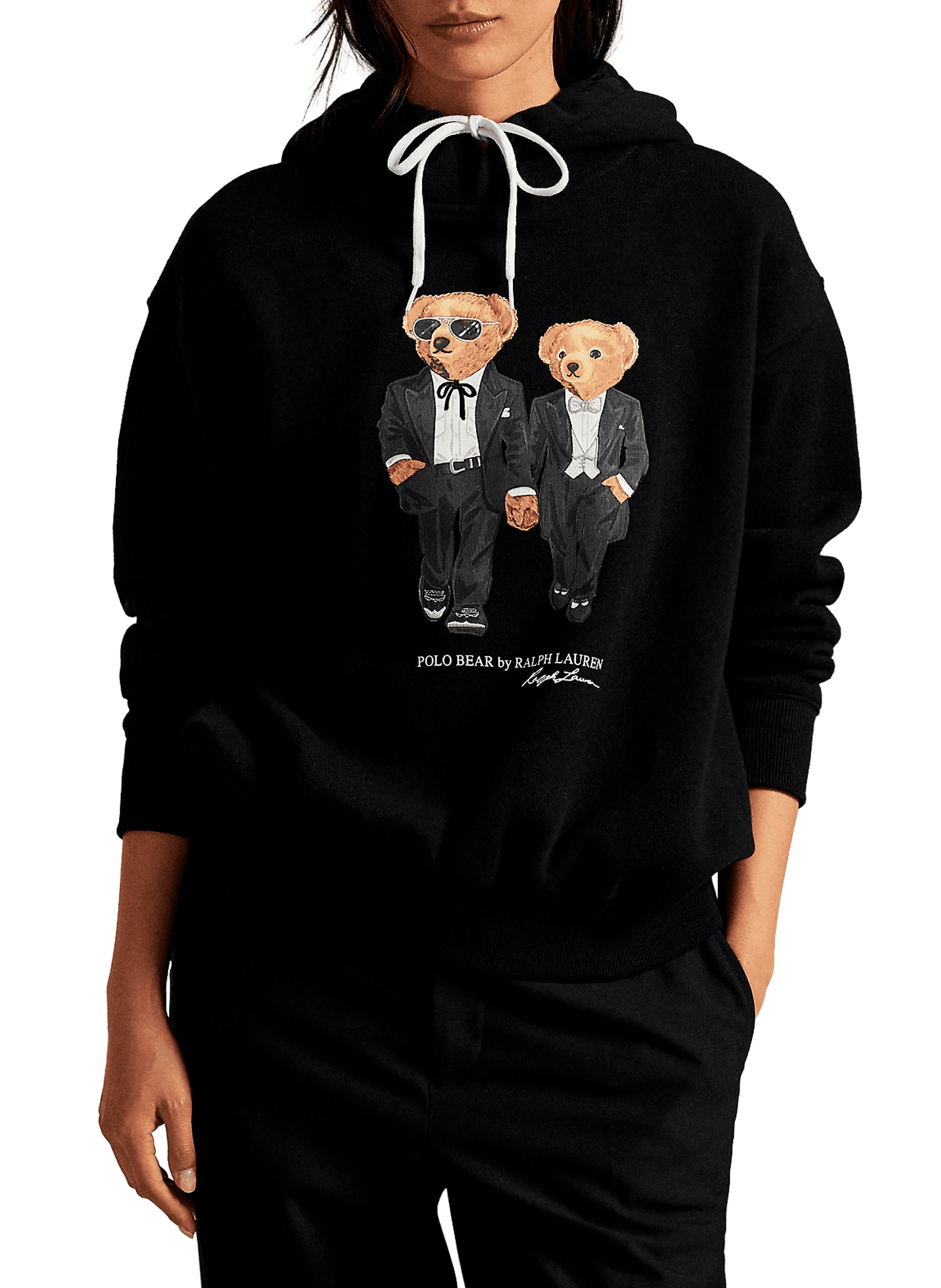 POLO RALPH LAUREN Hoodie à logo en coton  Noir