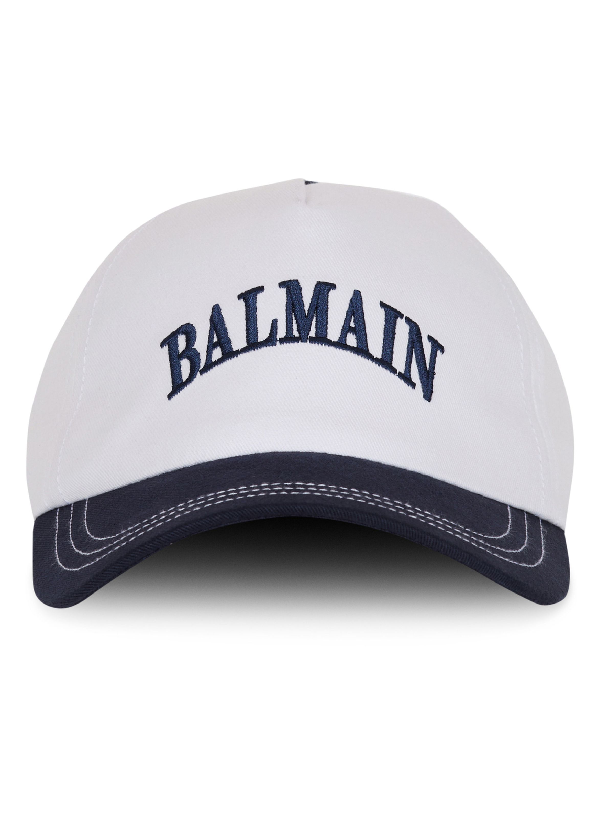 Casquette bicolore en coton BALMAIN Bleu