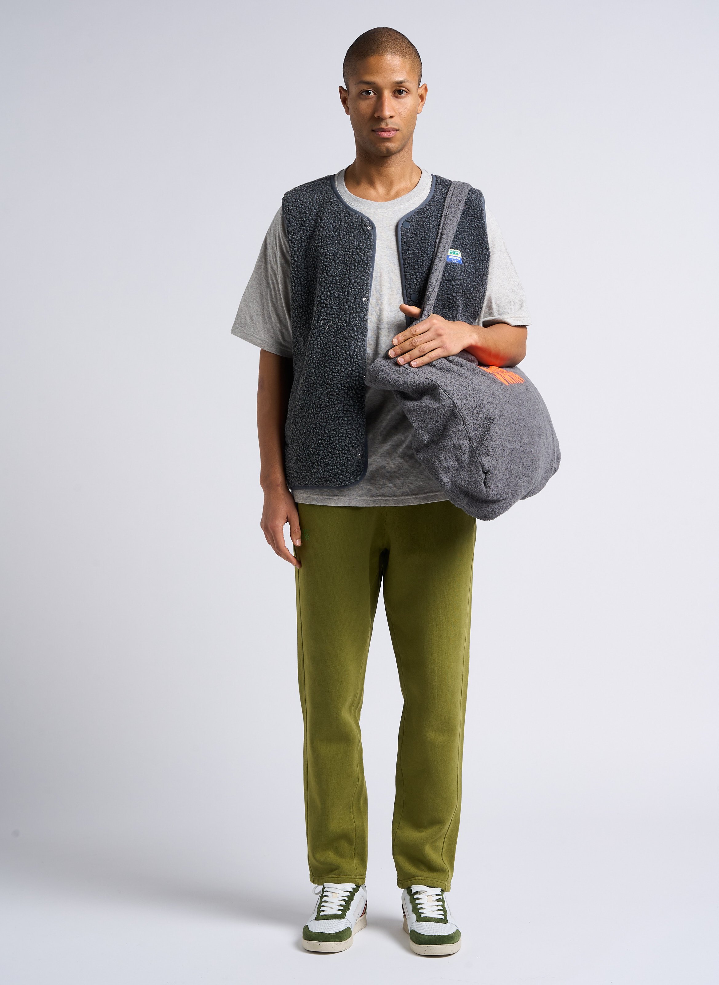 Veste col rond en sherpa hoktown AMERICAN VINTAGE Gris