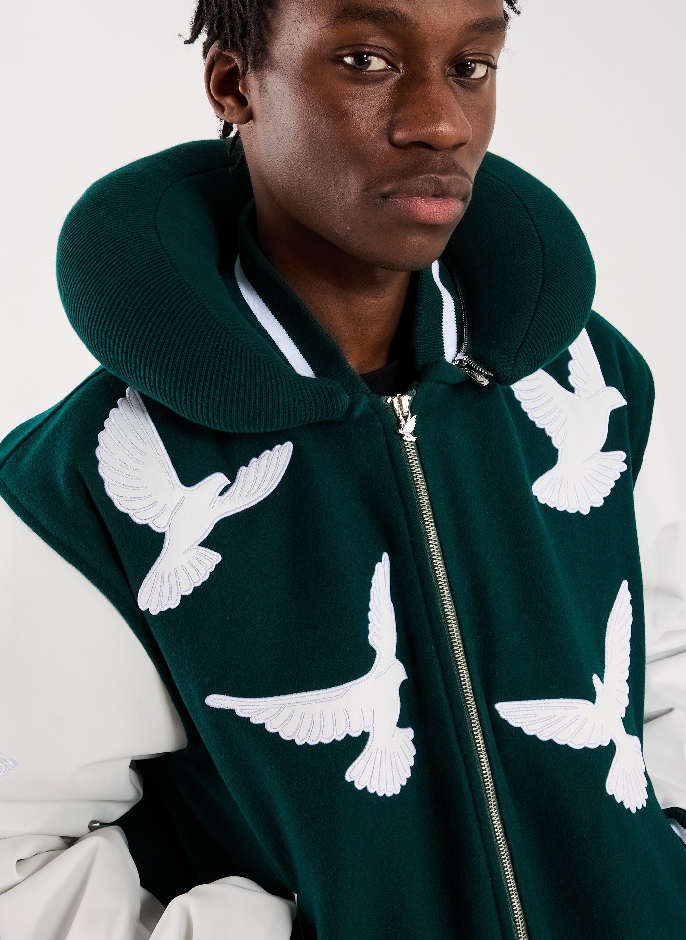 Wool varsity jacket with padded collar 3 PARADIS Green