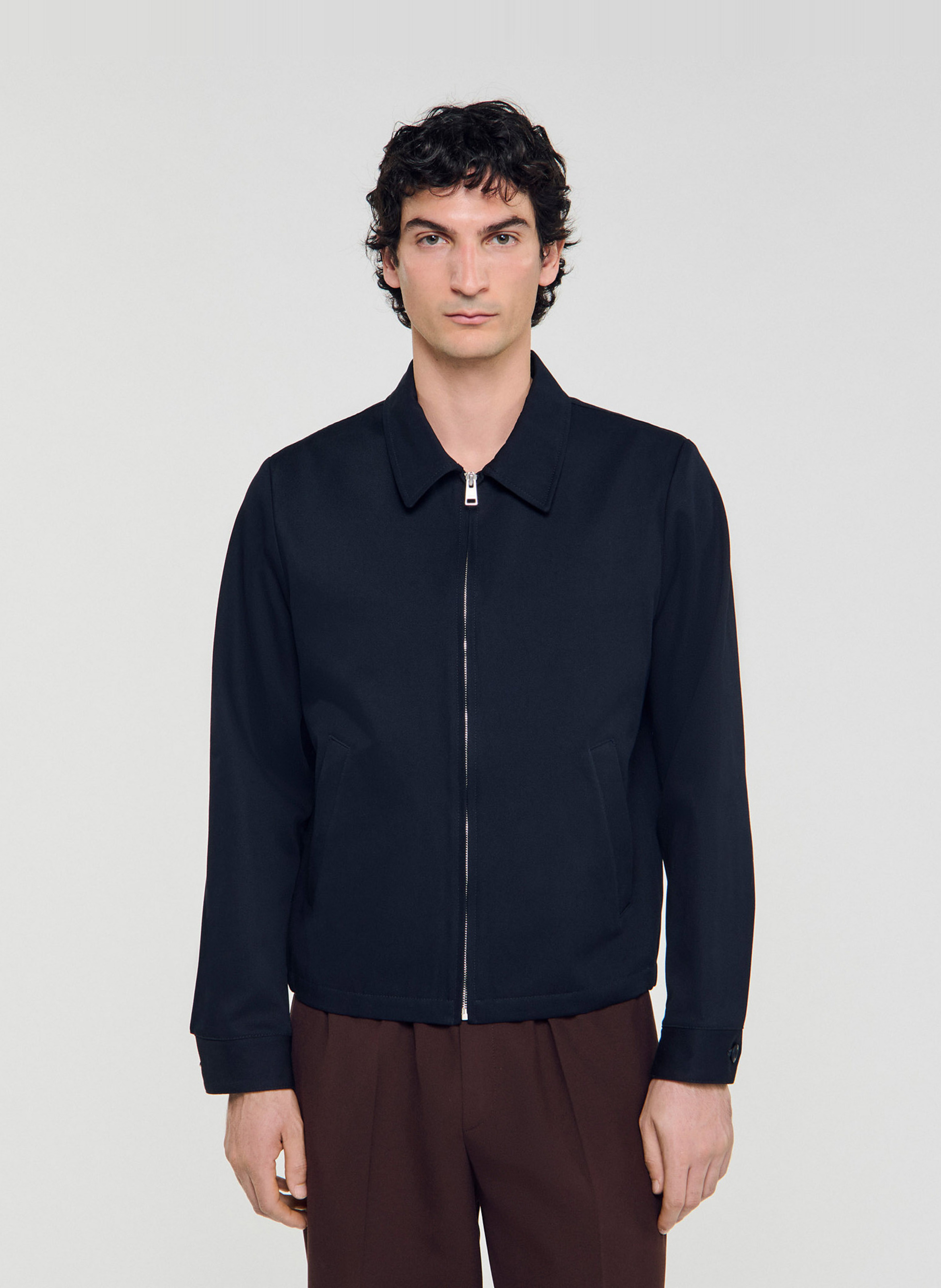 Blouson près du corps en coton SANDRO Bleu