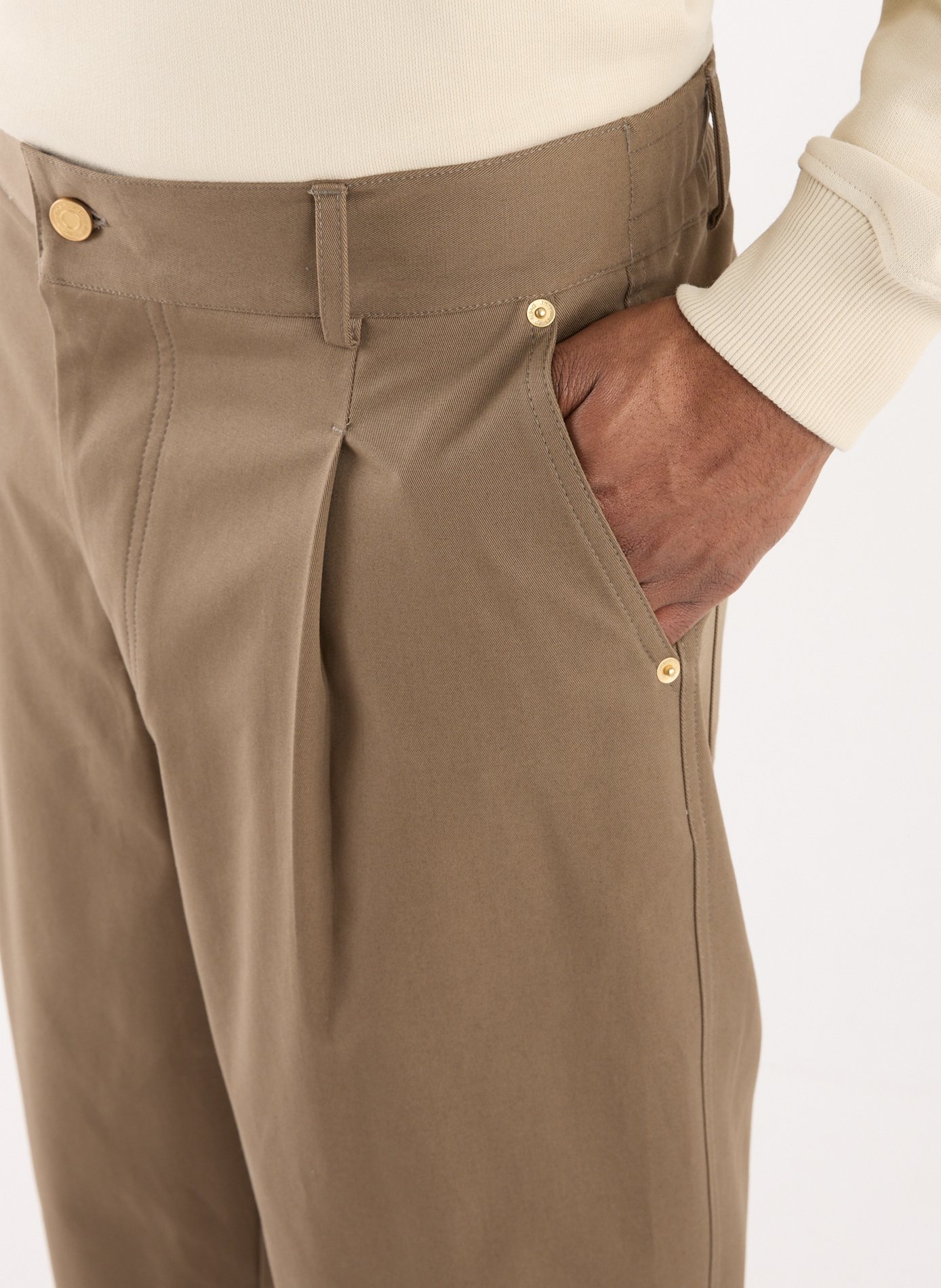 Cropped cotton-blend trousers DROLE DE MONSIEUR Brown