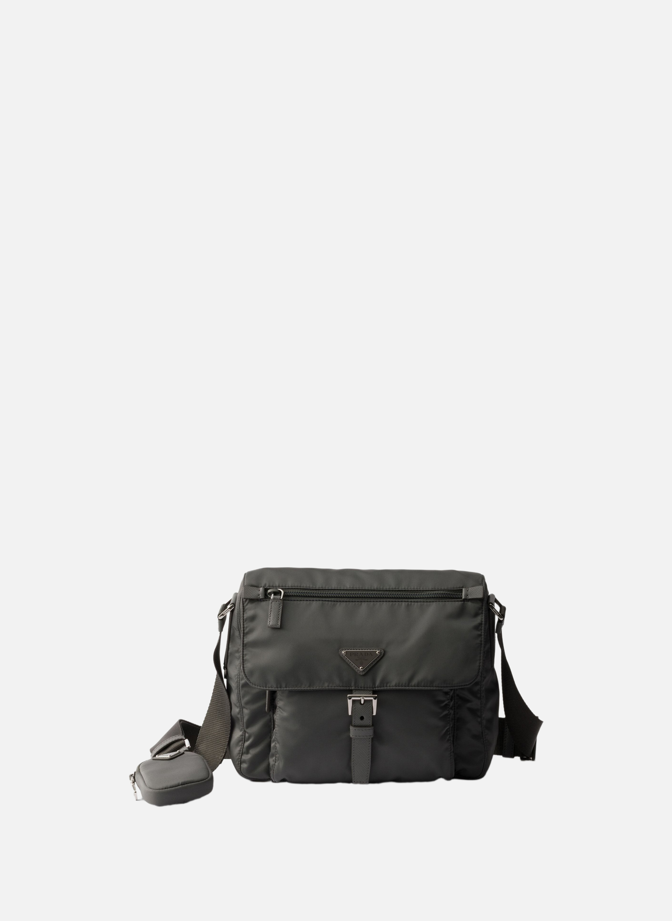 Sac porté épaule en re-nylon PRADA Gris