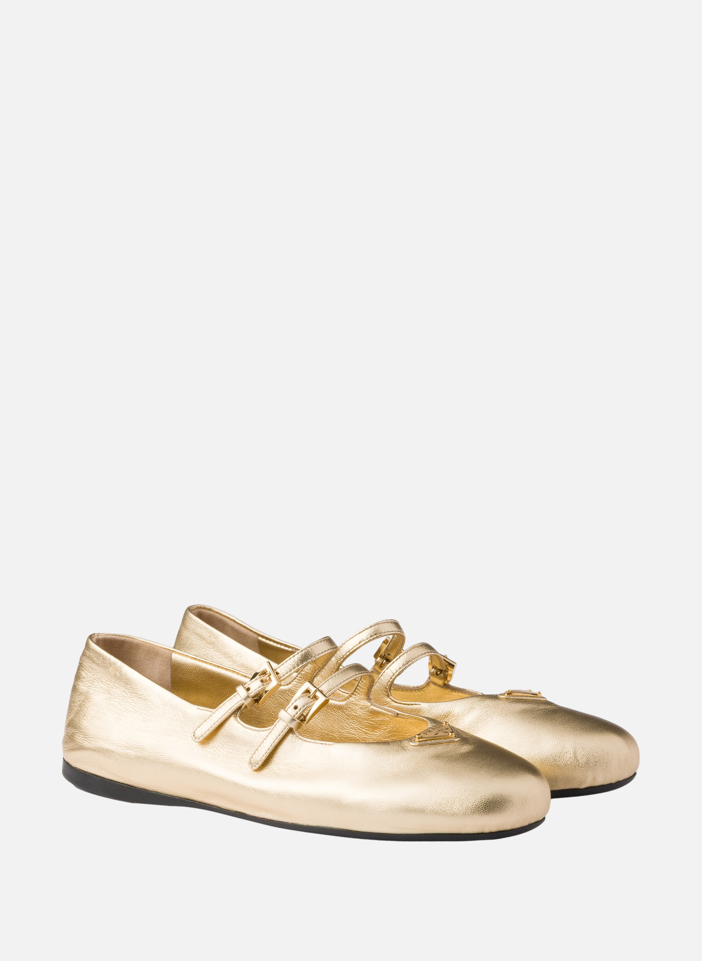 Ballerines en cuir nappa mordoré PRADA Argent