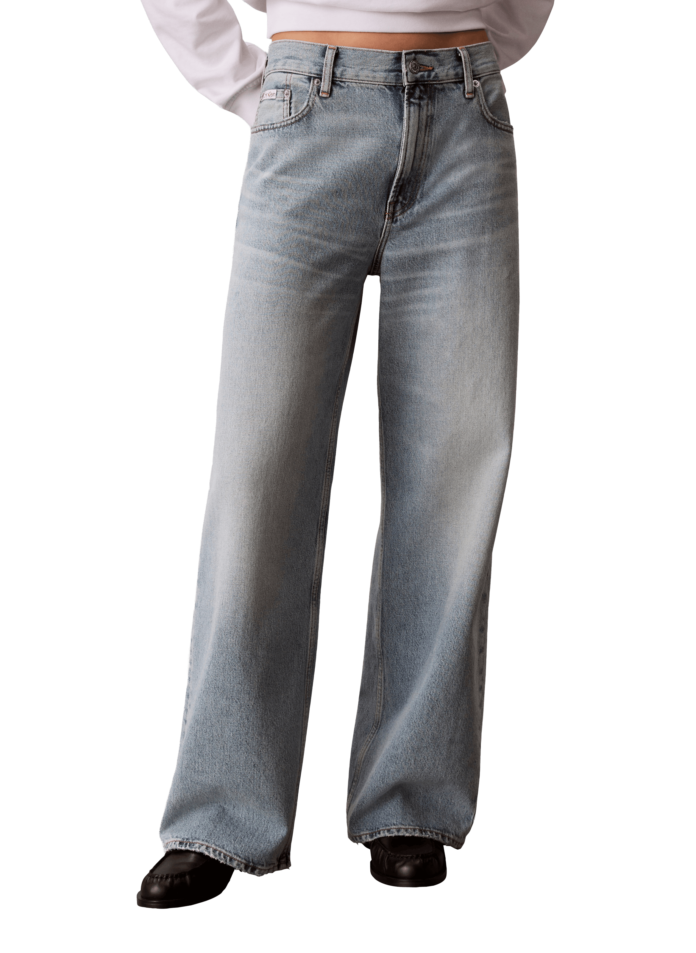 Jean ample délavé en coton CALVIN KLEIN Bleu