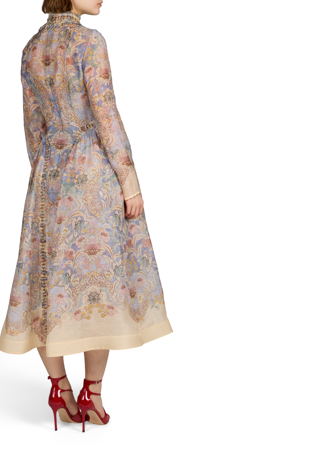 Robe longue à festons Rebellion en lin et soie ZIMMERMANN Multicolore