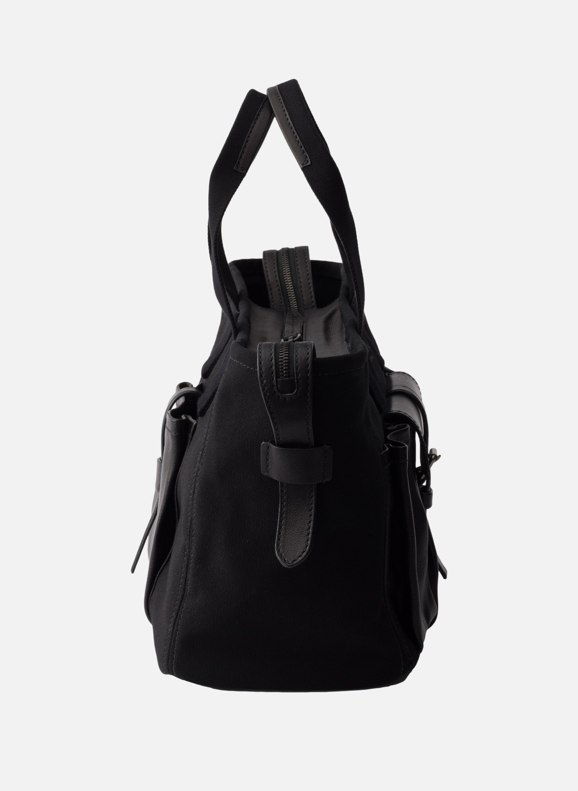 Grands cabas prada route en toile et cuir PRADA Noir