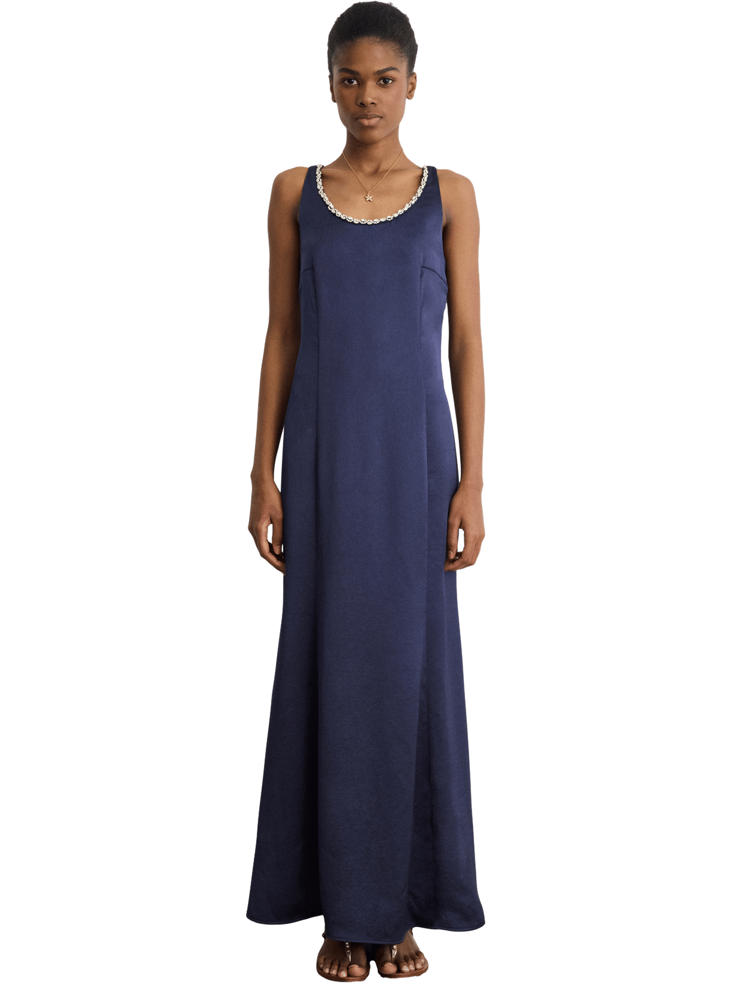 Robe longue à fines bretelles - anne PABLO Bleu