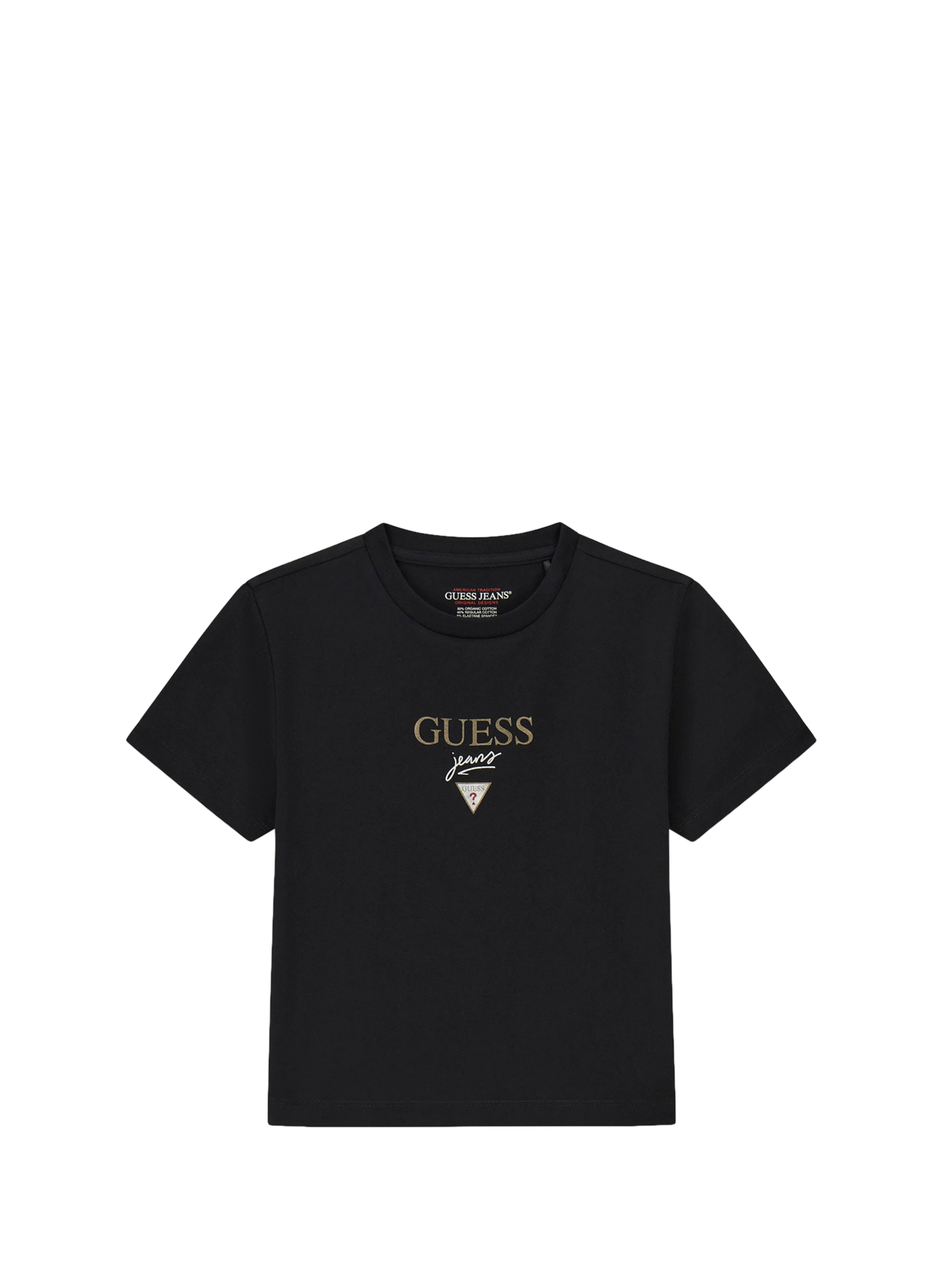 Short-sleeved cotton T-shirt with logo GUESS Black