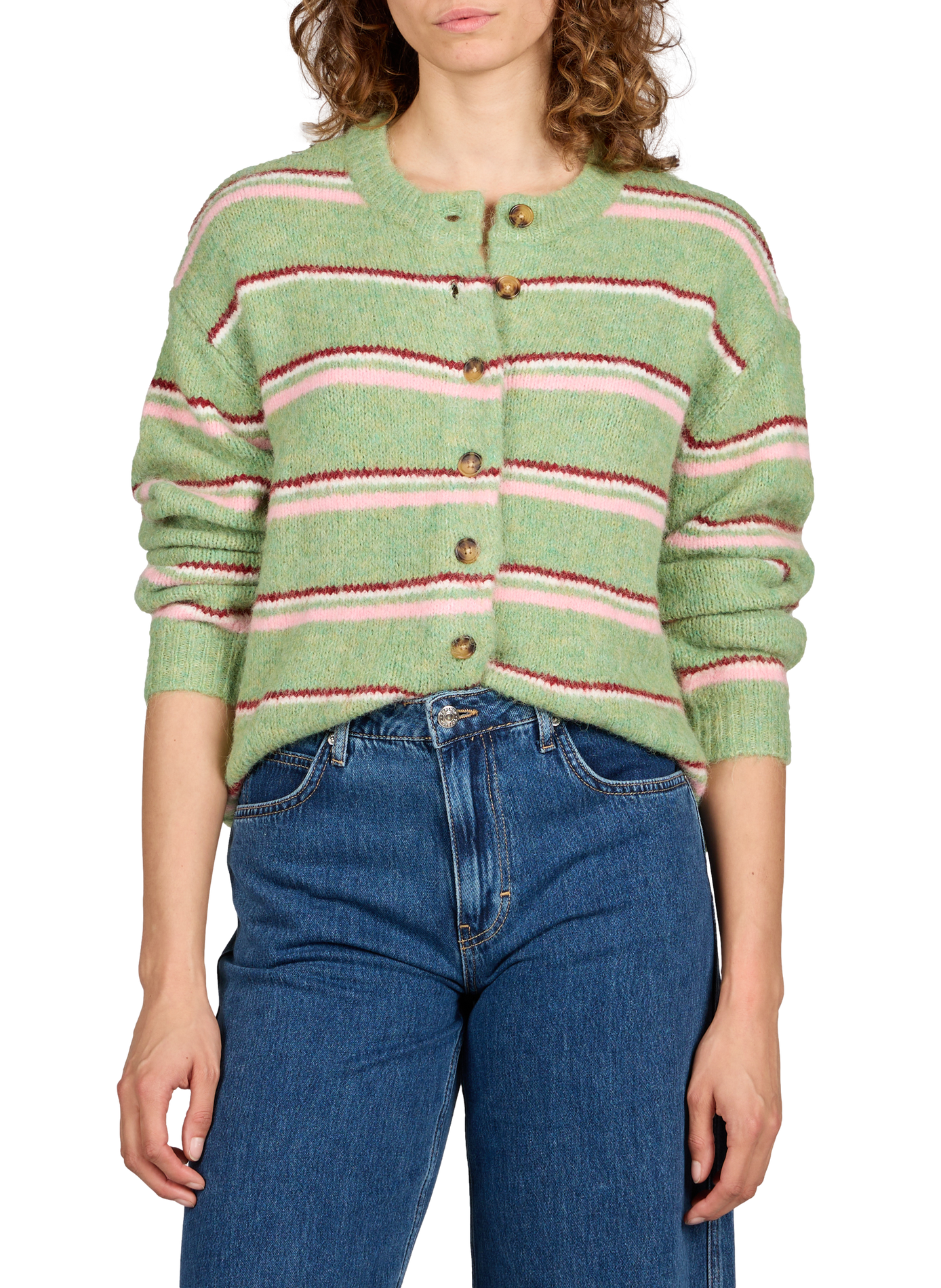 Cardigan boutonné à rayures TOPSHOP