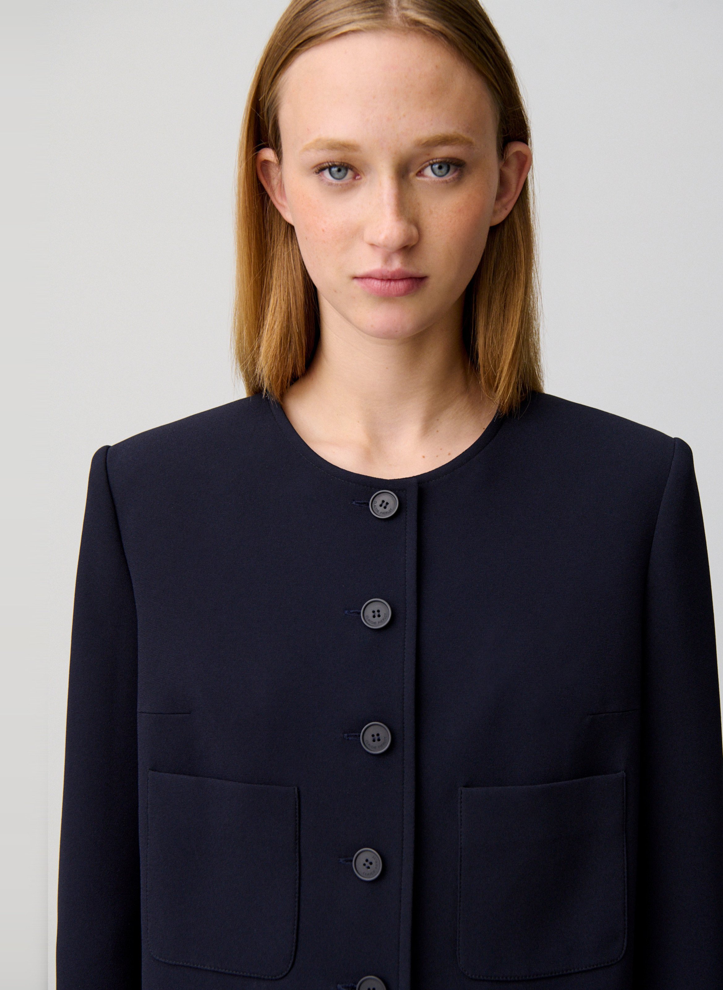 Veste boutonnée col rond unie CLAUDIE PIERLOT Bleu