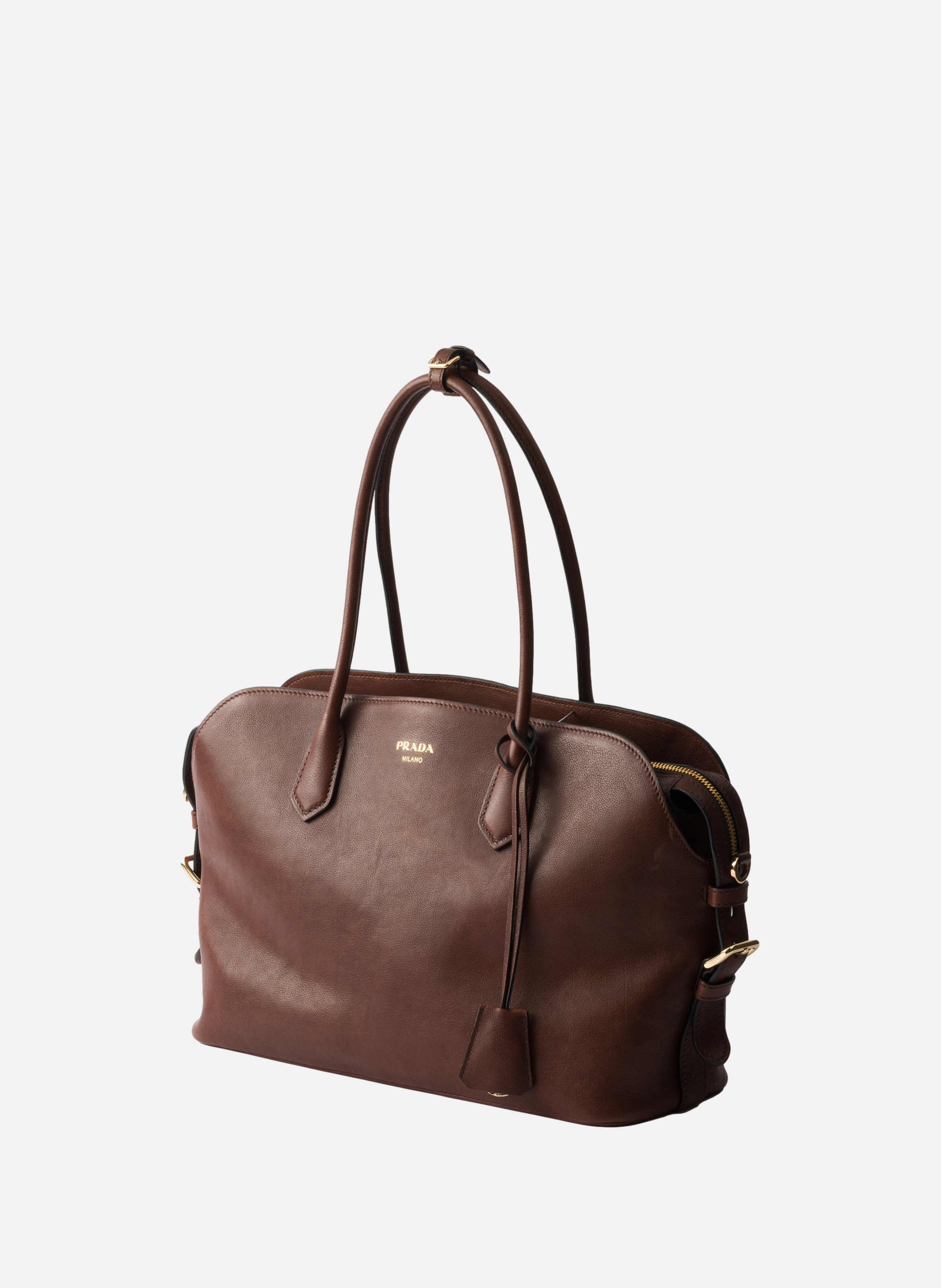 Grand cabas en cuir PRADA Marron