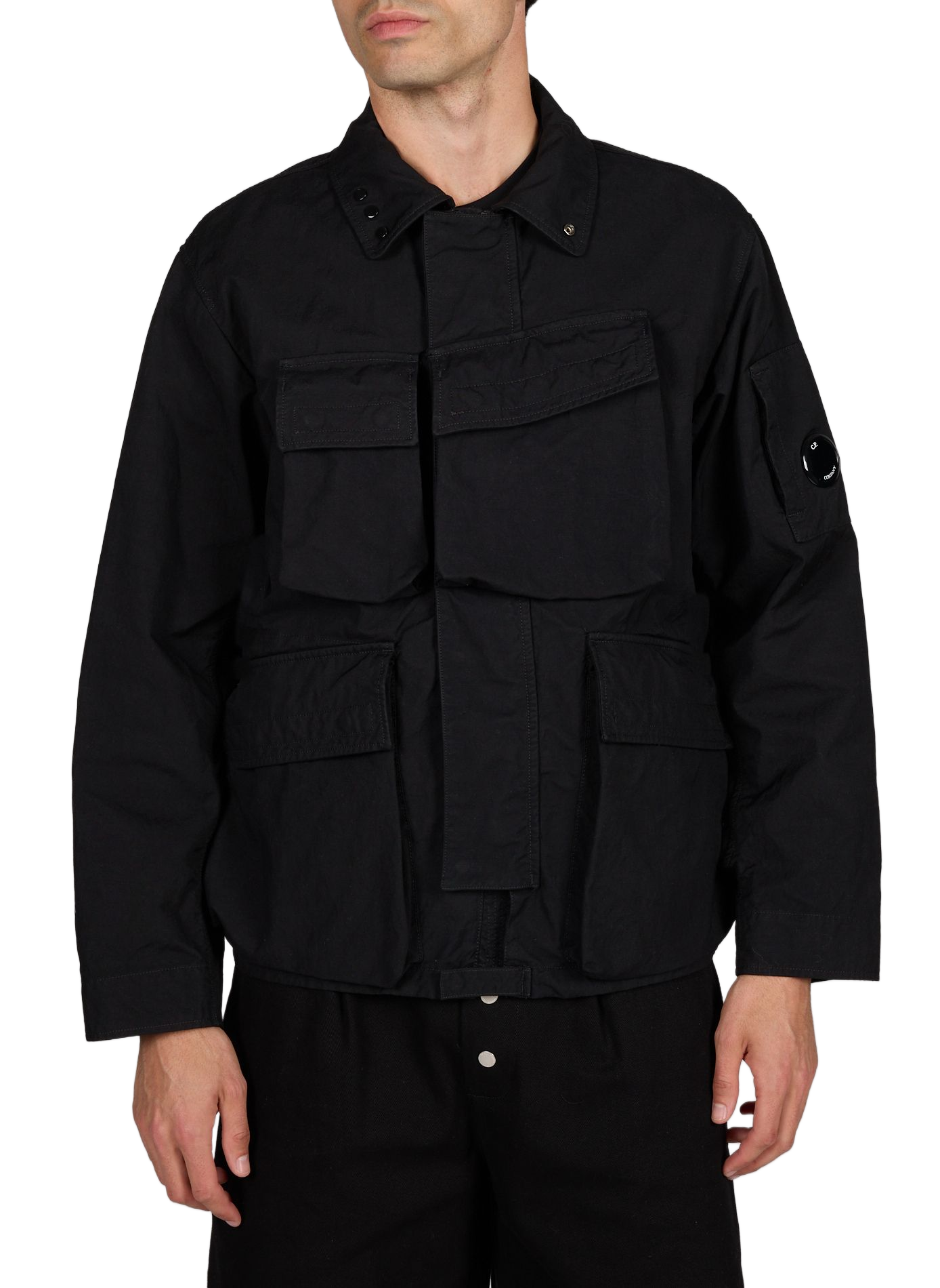 Veste droite multi poches à col montant CP COMPANY Noir