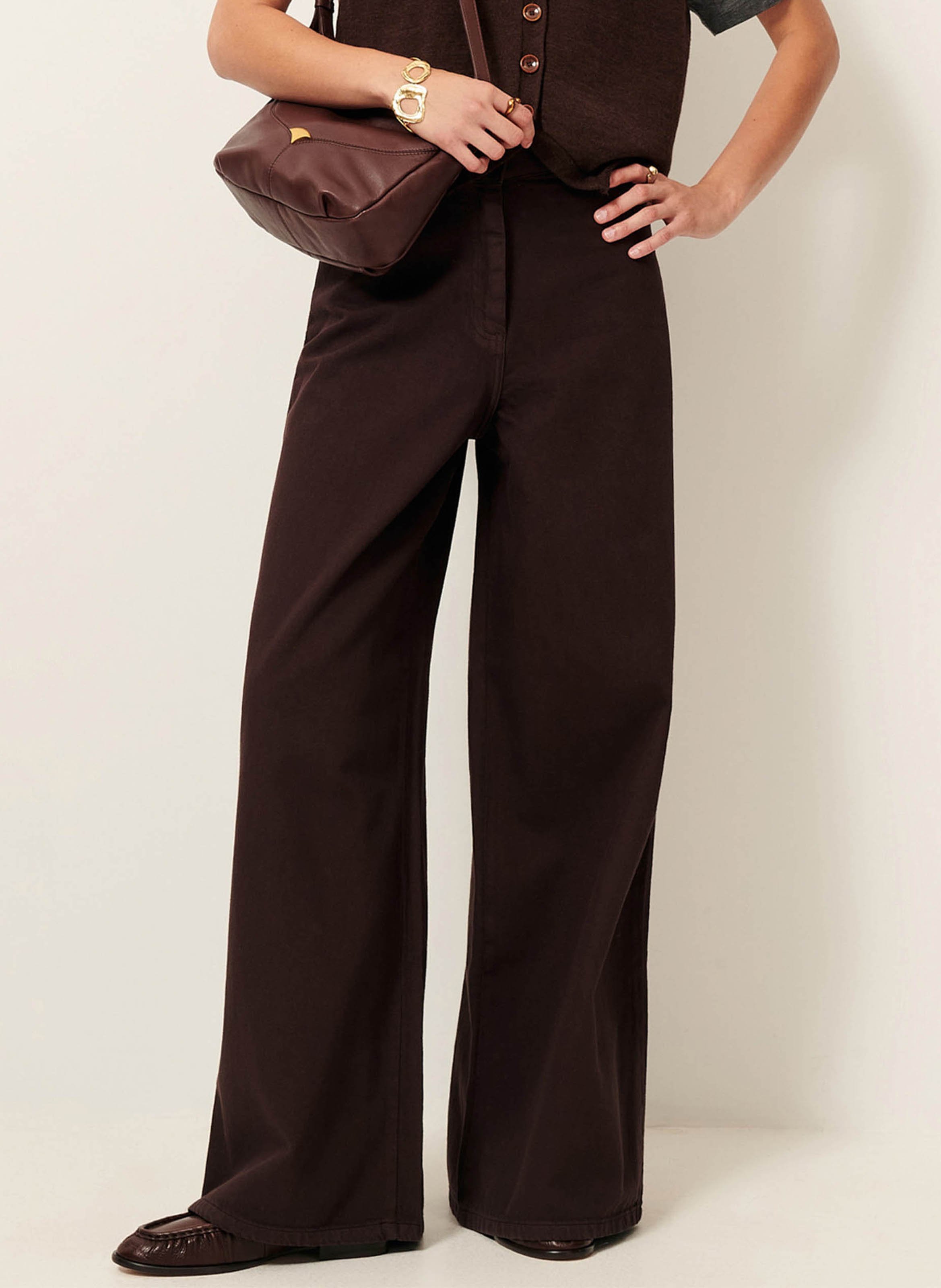 Jean large taille haute en coton dalt SESSUN Marron