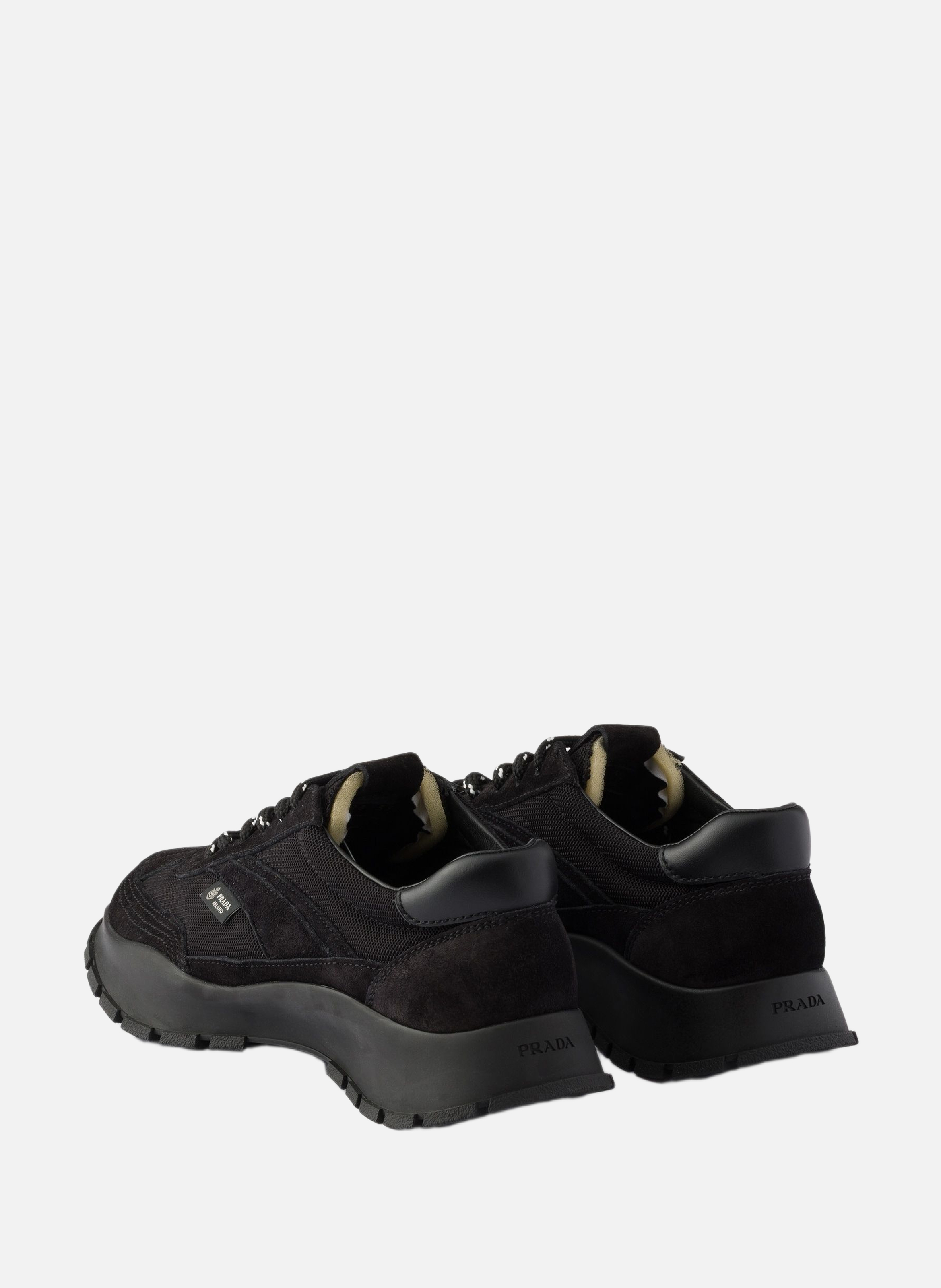 Baskets en mesh et en suède PRADA Noir