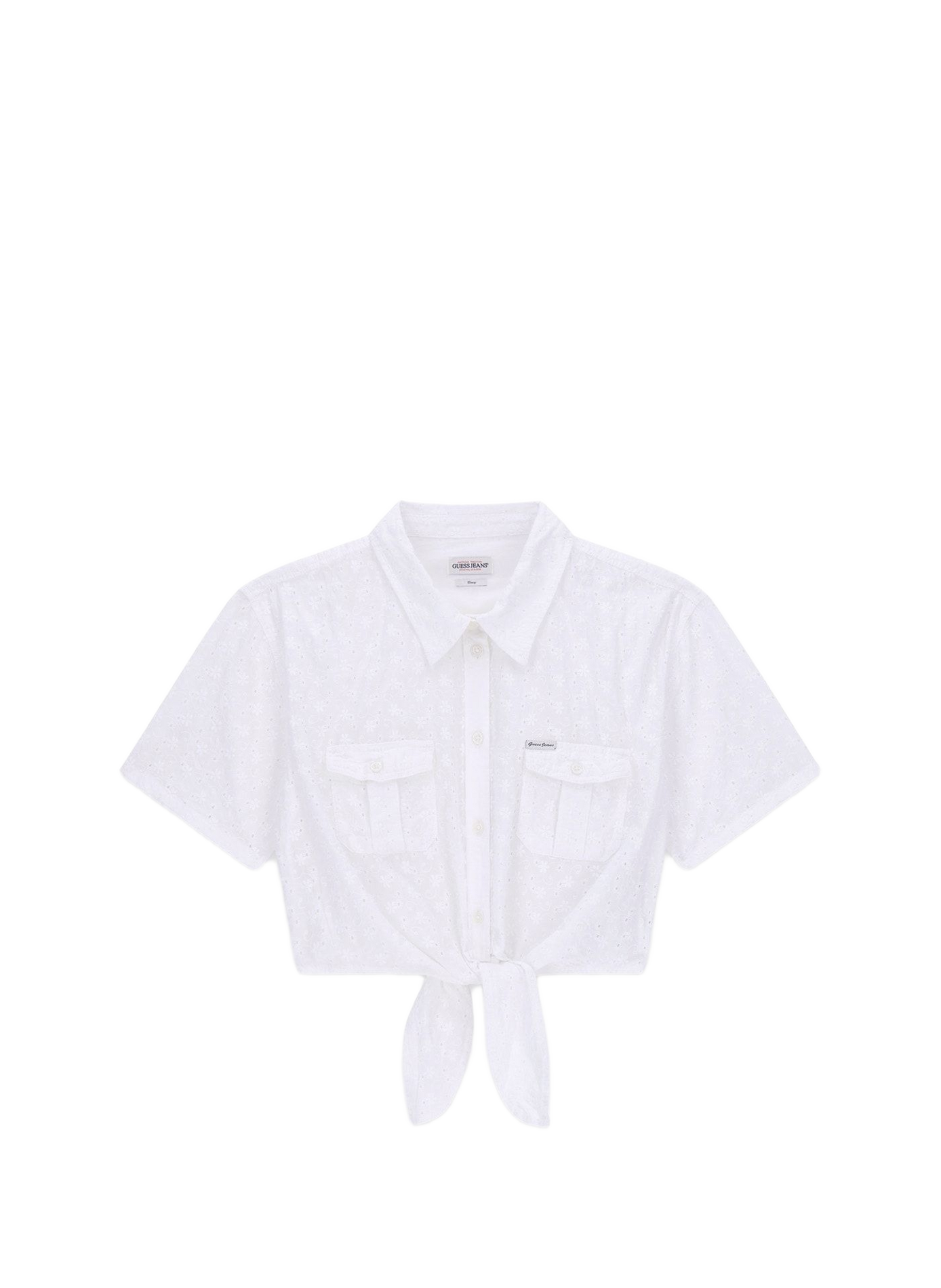 Short lace-up cotton shirt GUESS White