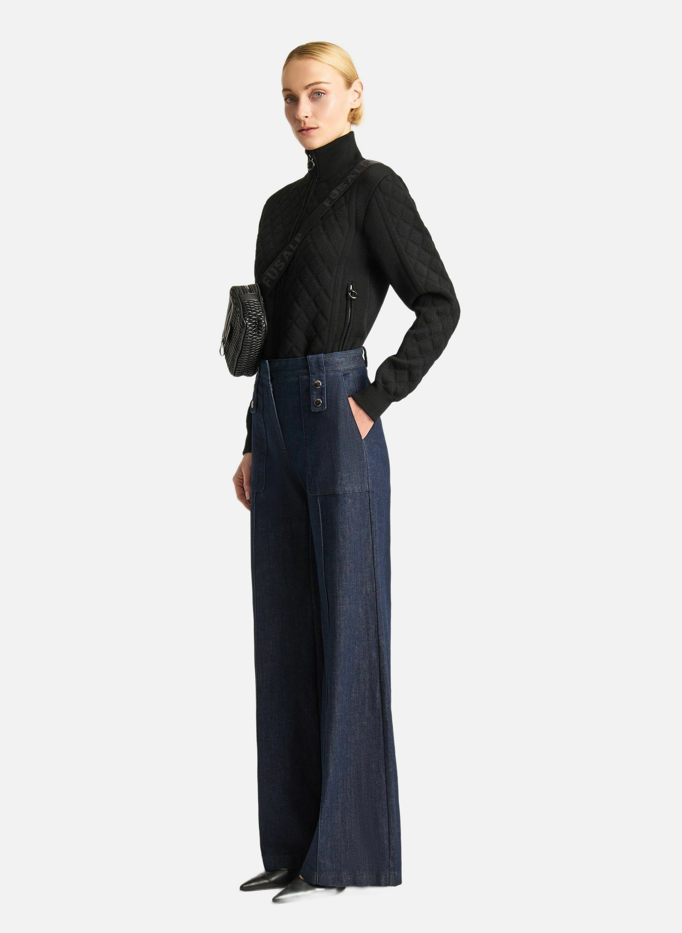 Pantalon noela denim coupe ample FUSALP Bleu