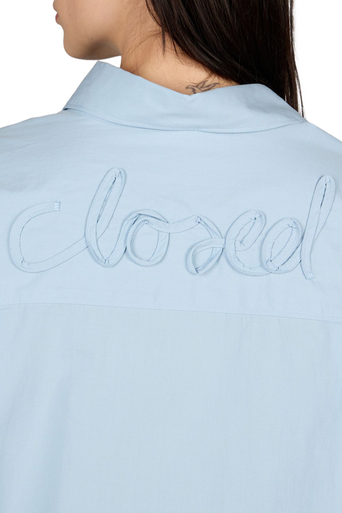 Chemise unie à broderie au dos en coton CLOSED Bleu