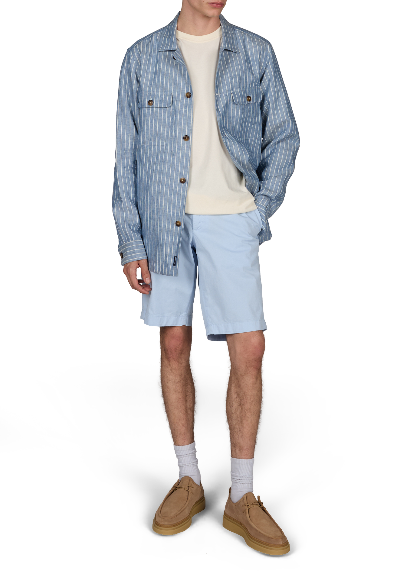 Striped straight linen shirt FACONNABLE Blue