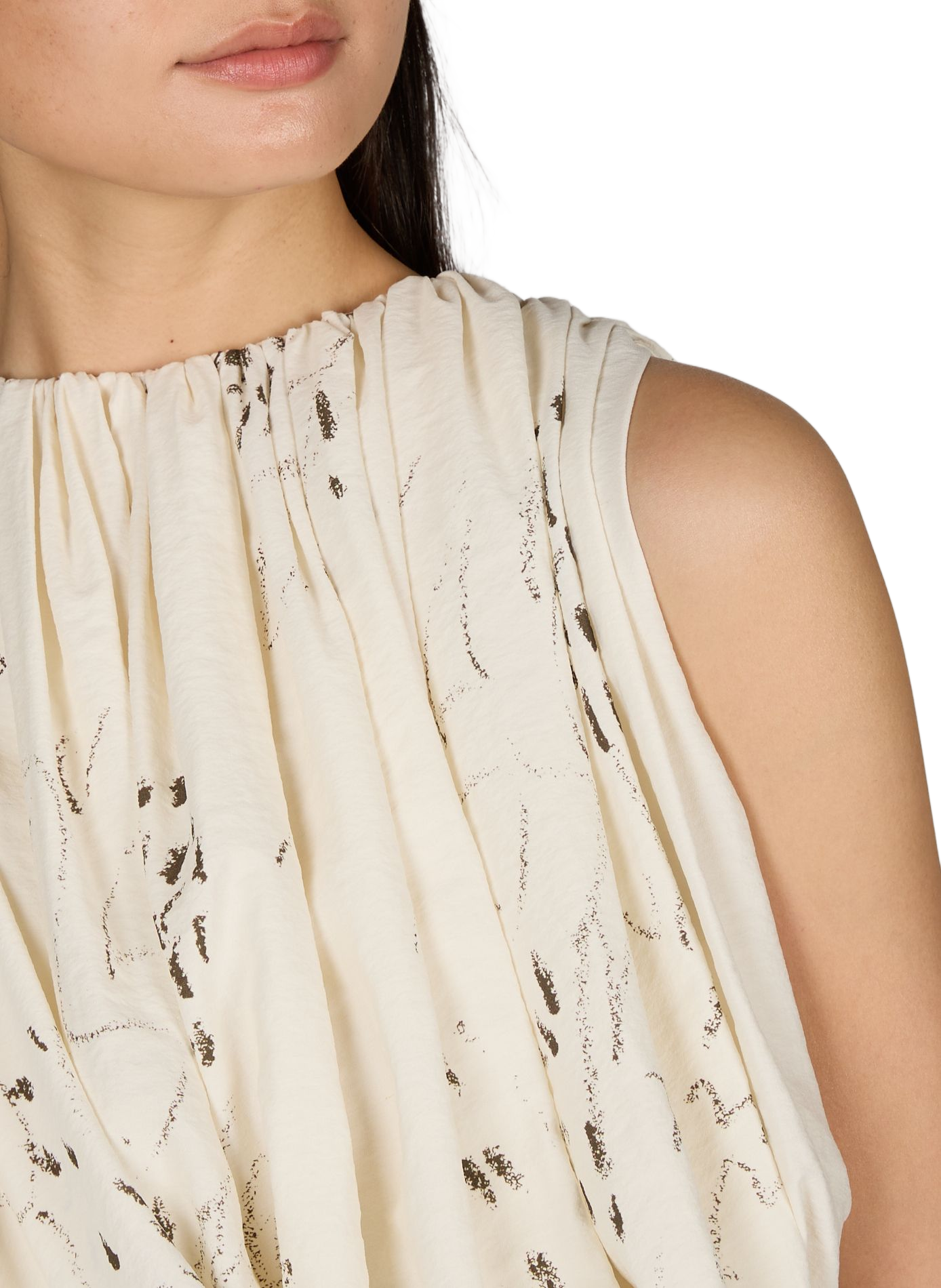 Asymmetrisches Top mit gemustertem Seidenmix LAMRONS Beige