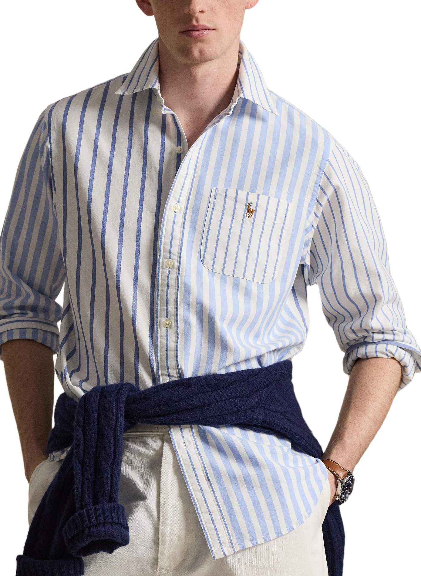 Straight striped cotton shirt POLO RALPH LAUREN Blue
