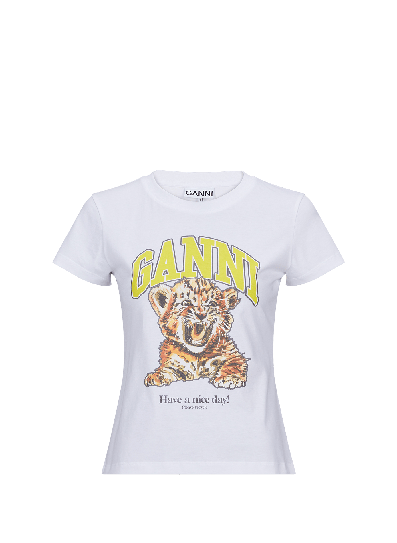 T-shirt imprimé tigre Baby Fit en coton GANNI Blanc