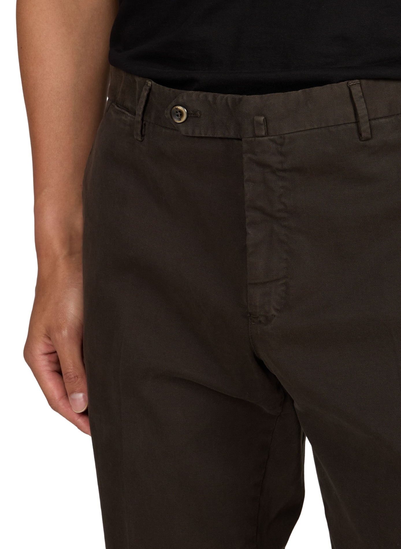 Schmale Hose mit Falten aus Baumwolle PT01 Khaki