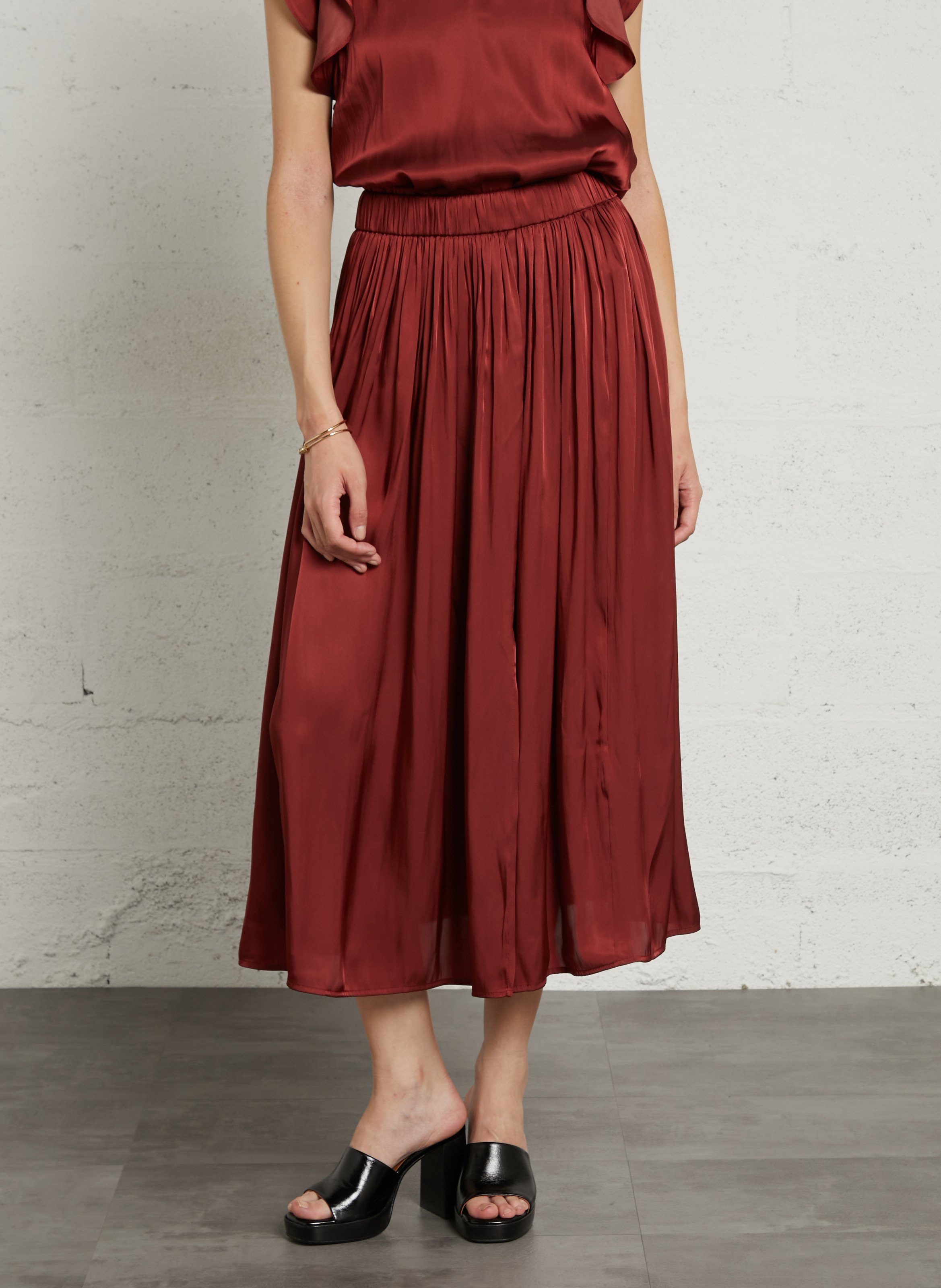 Jupe midi fluide taille haute juliana MAISON 123 Rouge