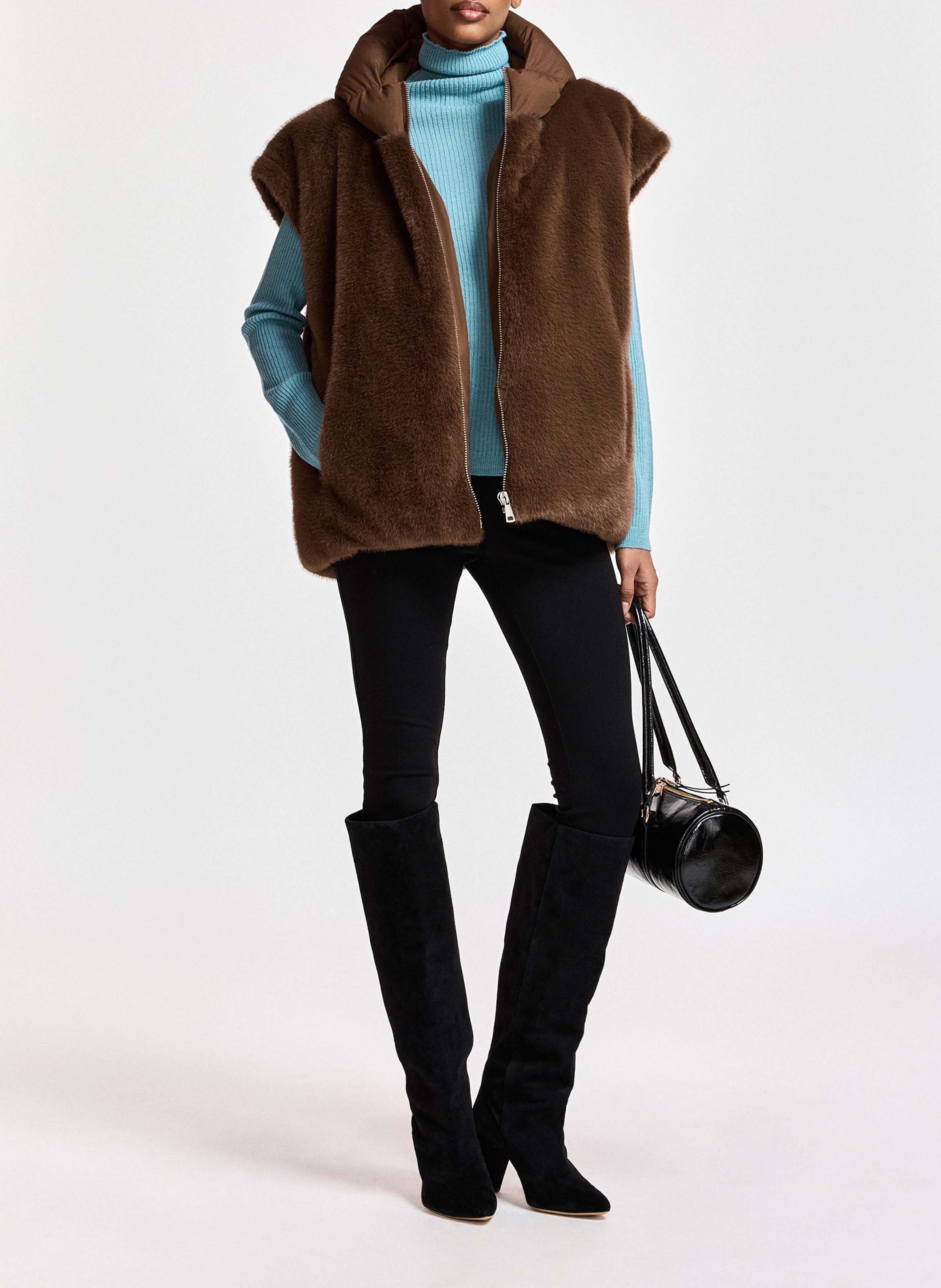 Veste oversize matelassée à fourrure synthétique kbeauty ESSENTIEL ANTWERP Marron