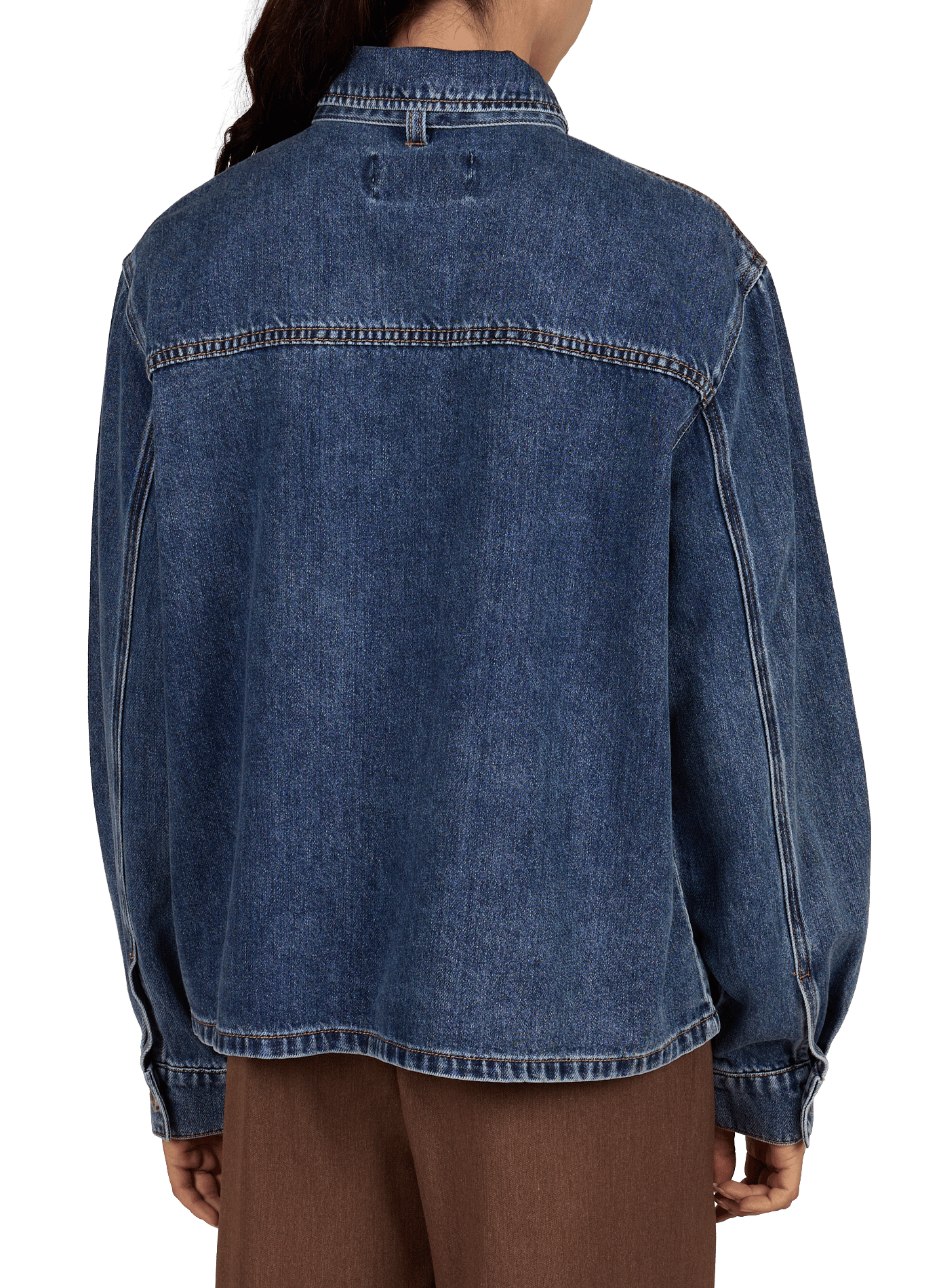 Weites Denim-Hemd aus Baumwollmischung OBJECT Blau