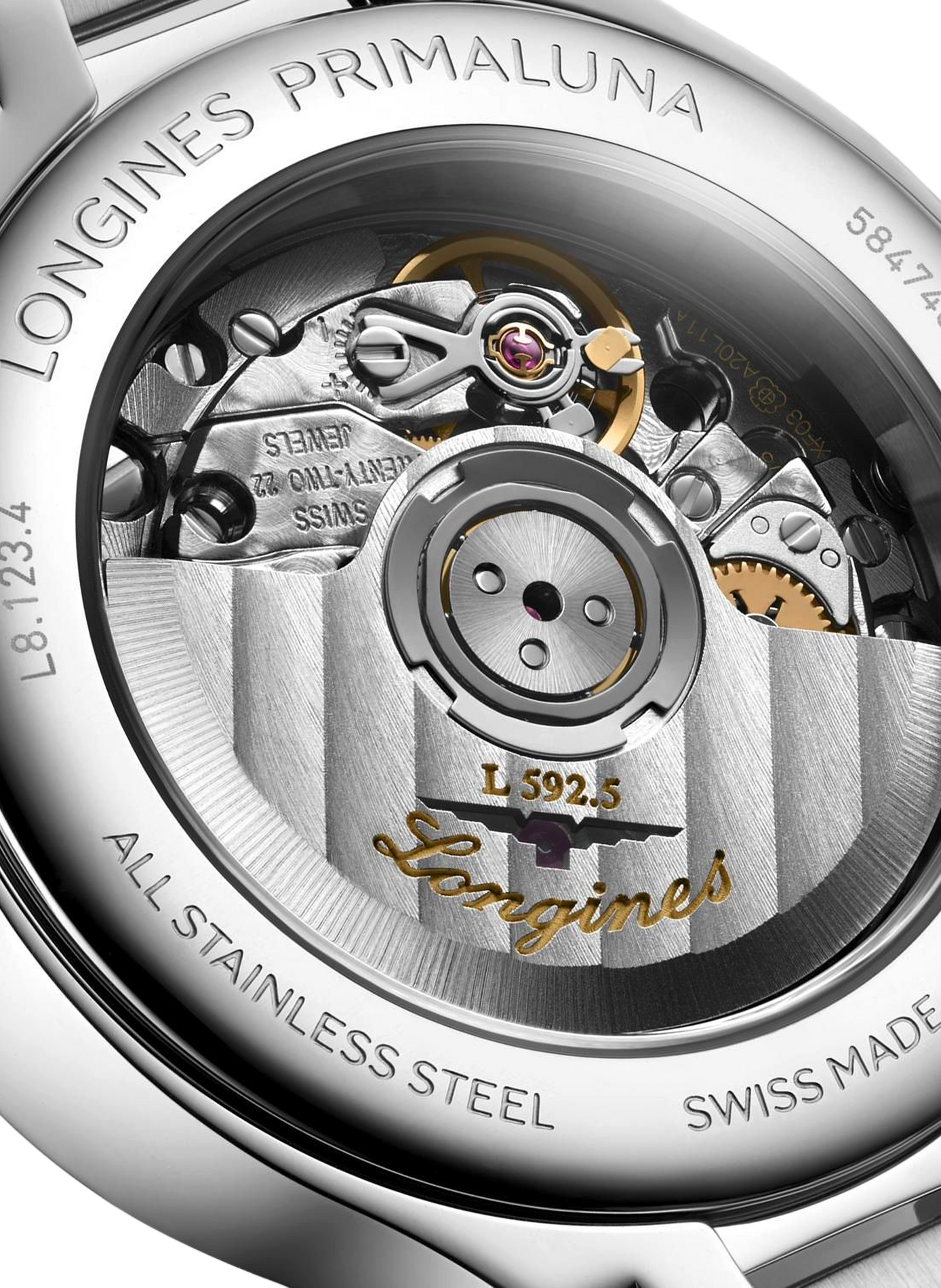 Montre automatique Longines PrimaLuna en acier inoxydable LONGINES Blanc