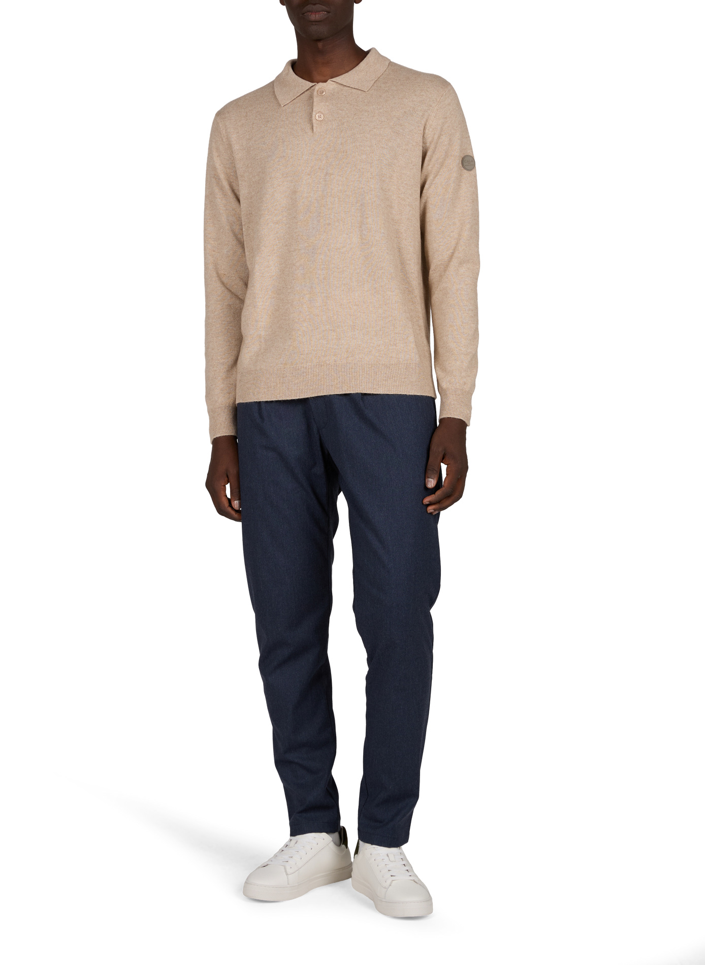 Straight wool blend polo neck sweater 1789 CALA Beige