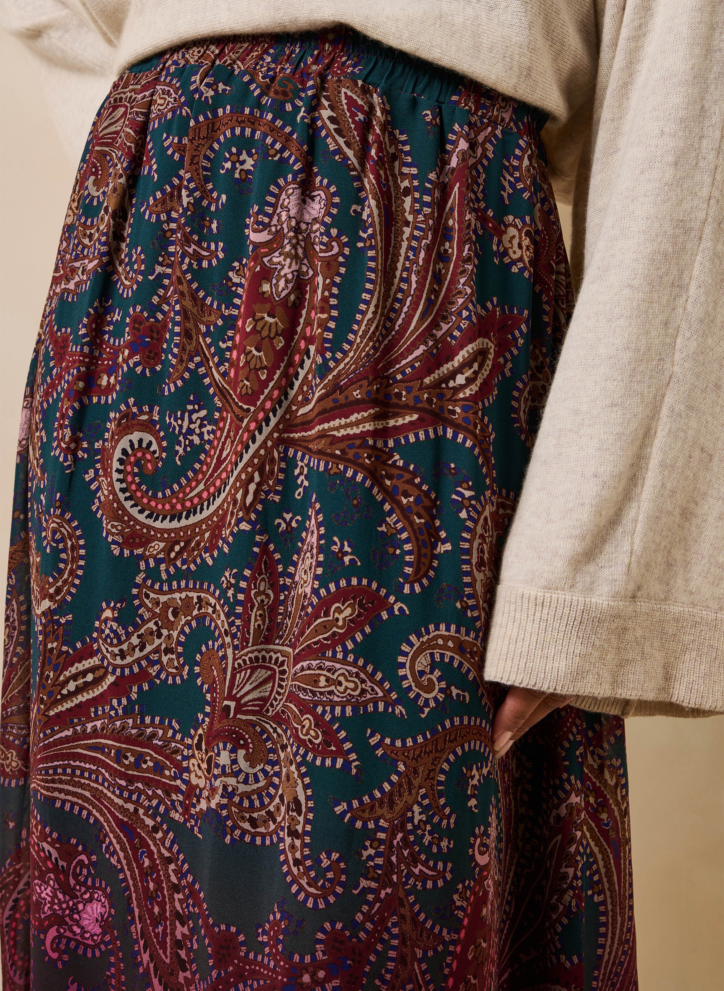 Uitlopende midi-rok met print LA FEE MARABOUTEE Blauw