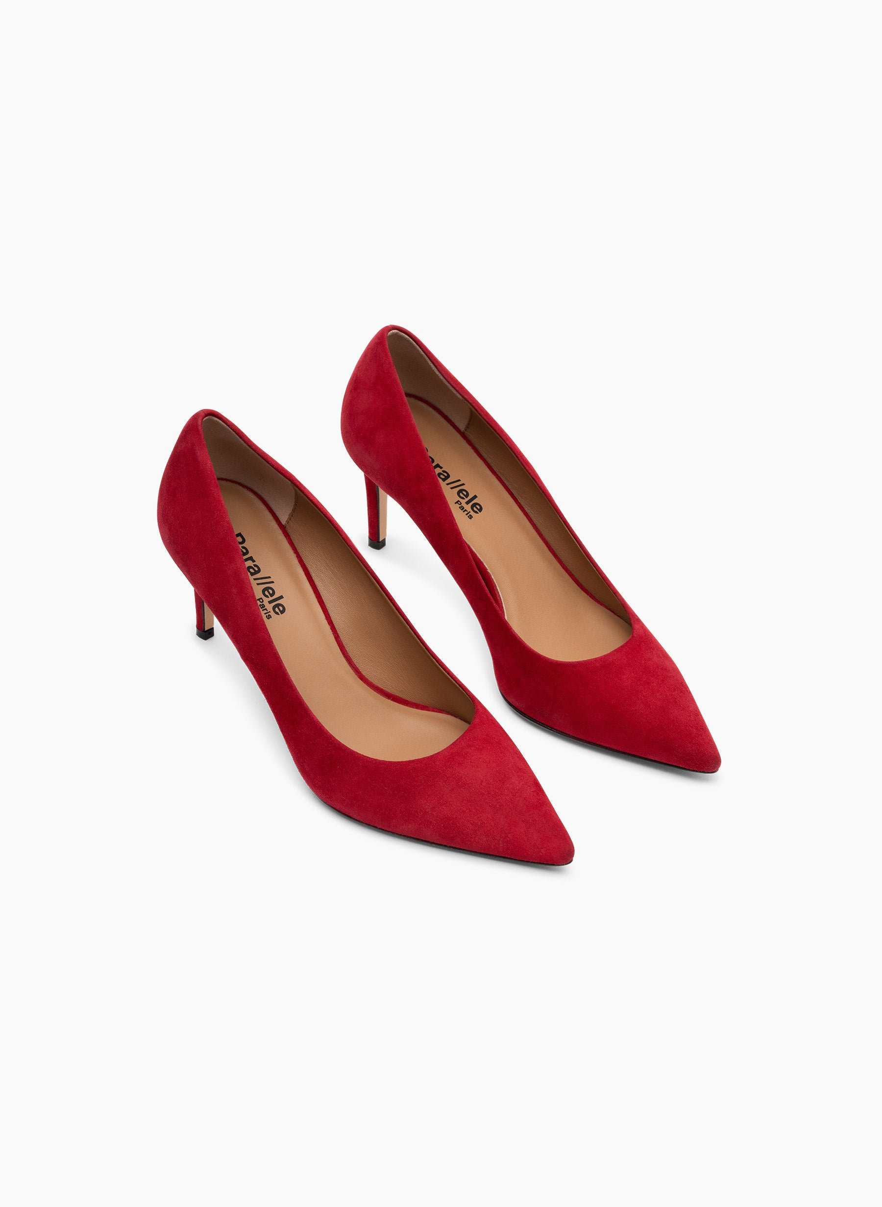 Escarpins yumbi en chevre velours PARALLELE Rouge