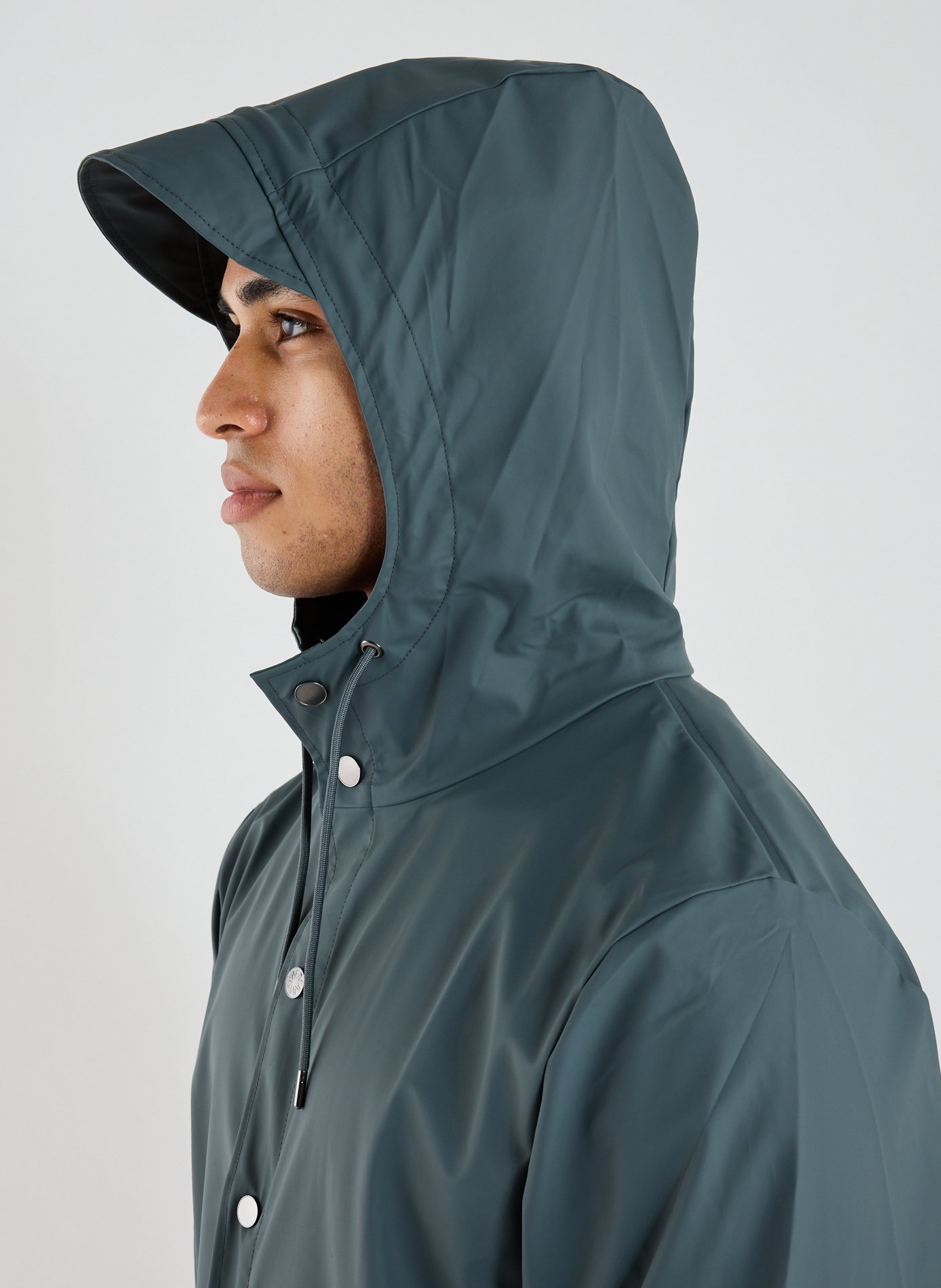 Imperméable long à capuche RAINS Bleu