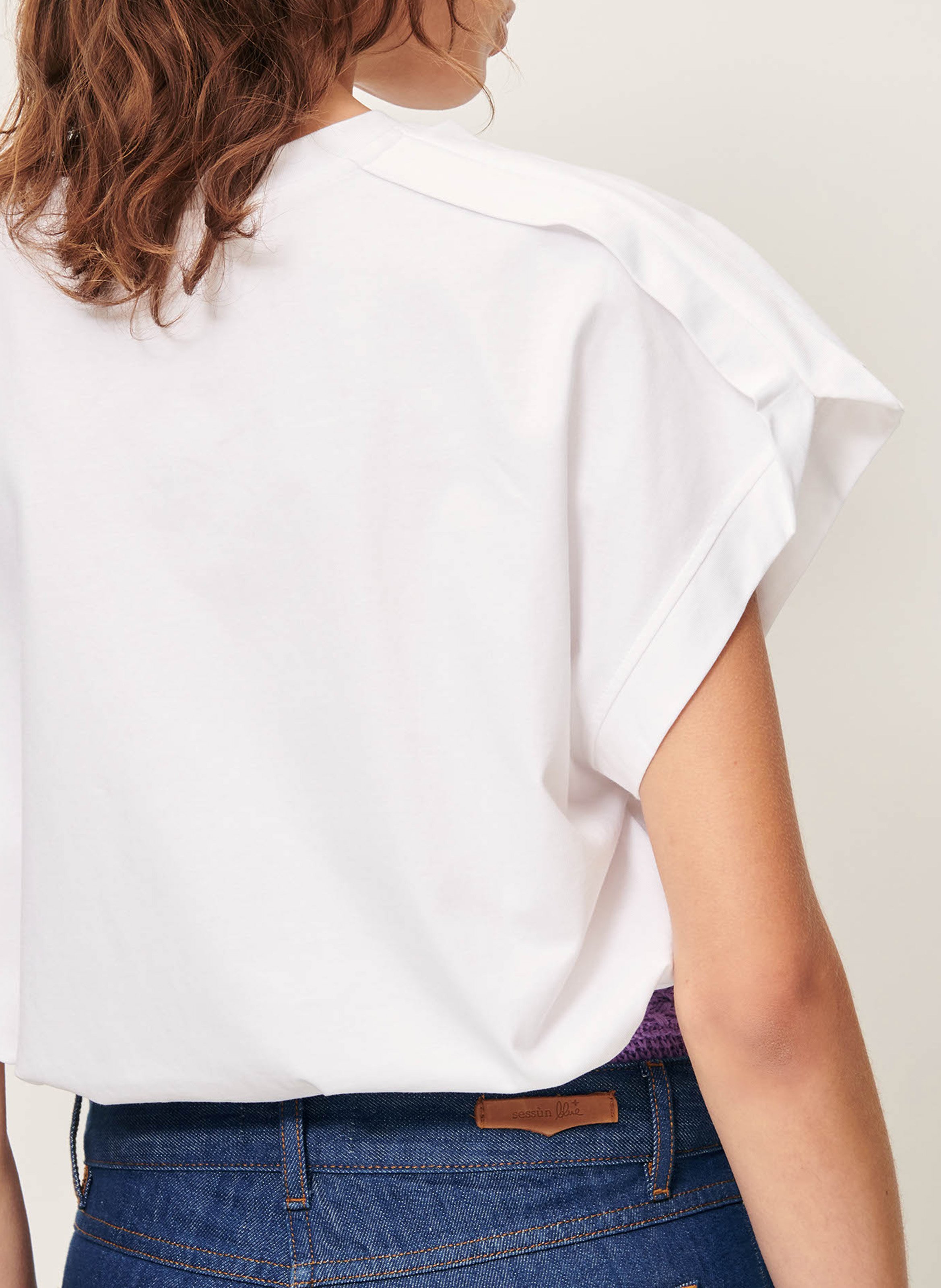 Tee-shirt court ample uni en coton tadao SESSUN Blanc