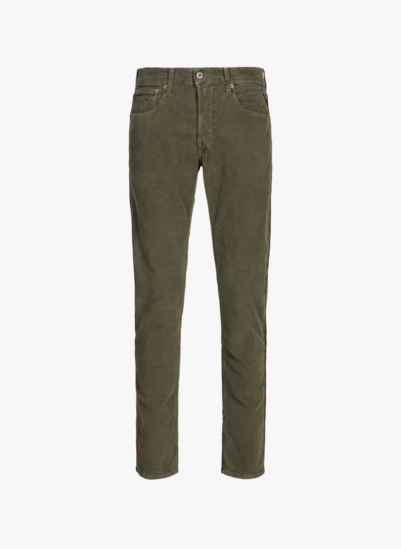 Pantalon slim en velours côtelé en coton mélangé | Vert by REPLAY Pantalon slim en velours côtelé en coton mélangé Vert