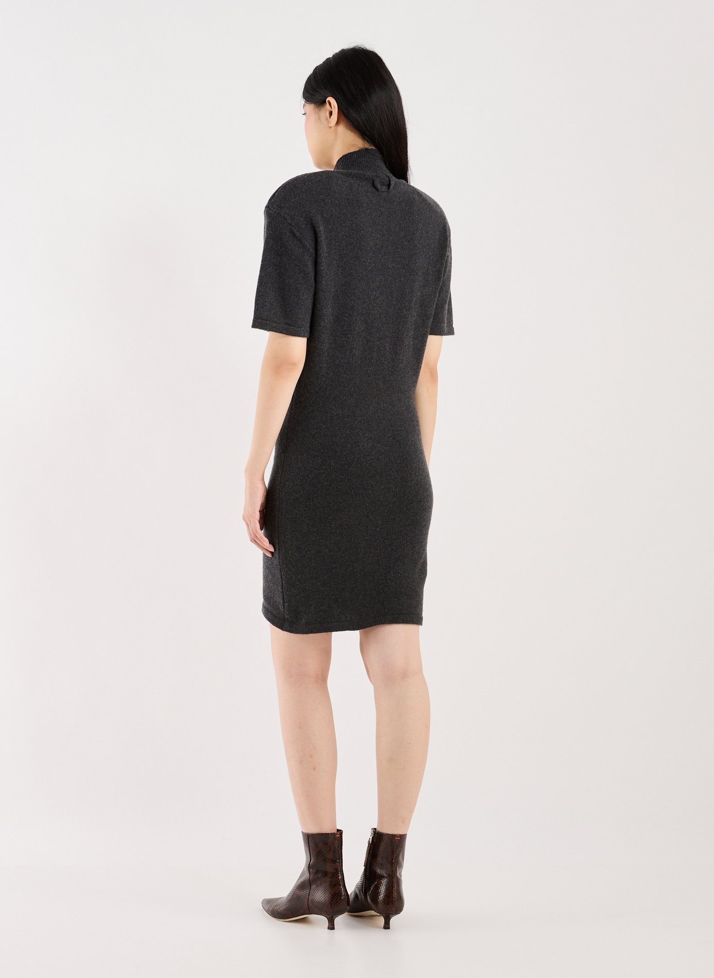 Robe midi en laine et cachemire Gris