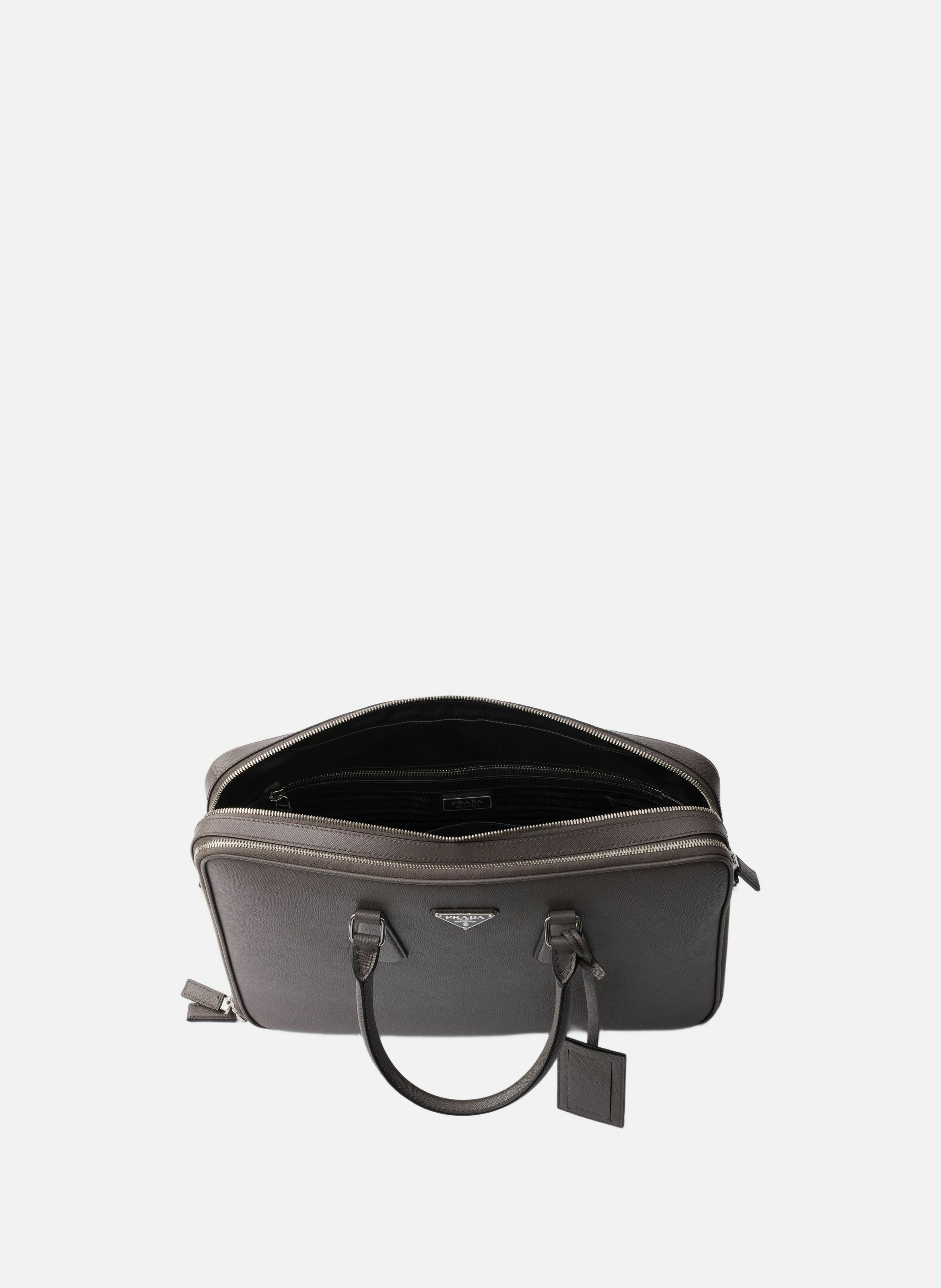 Mallette en cuir saffiano PRADA Gris