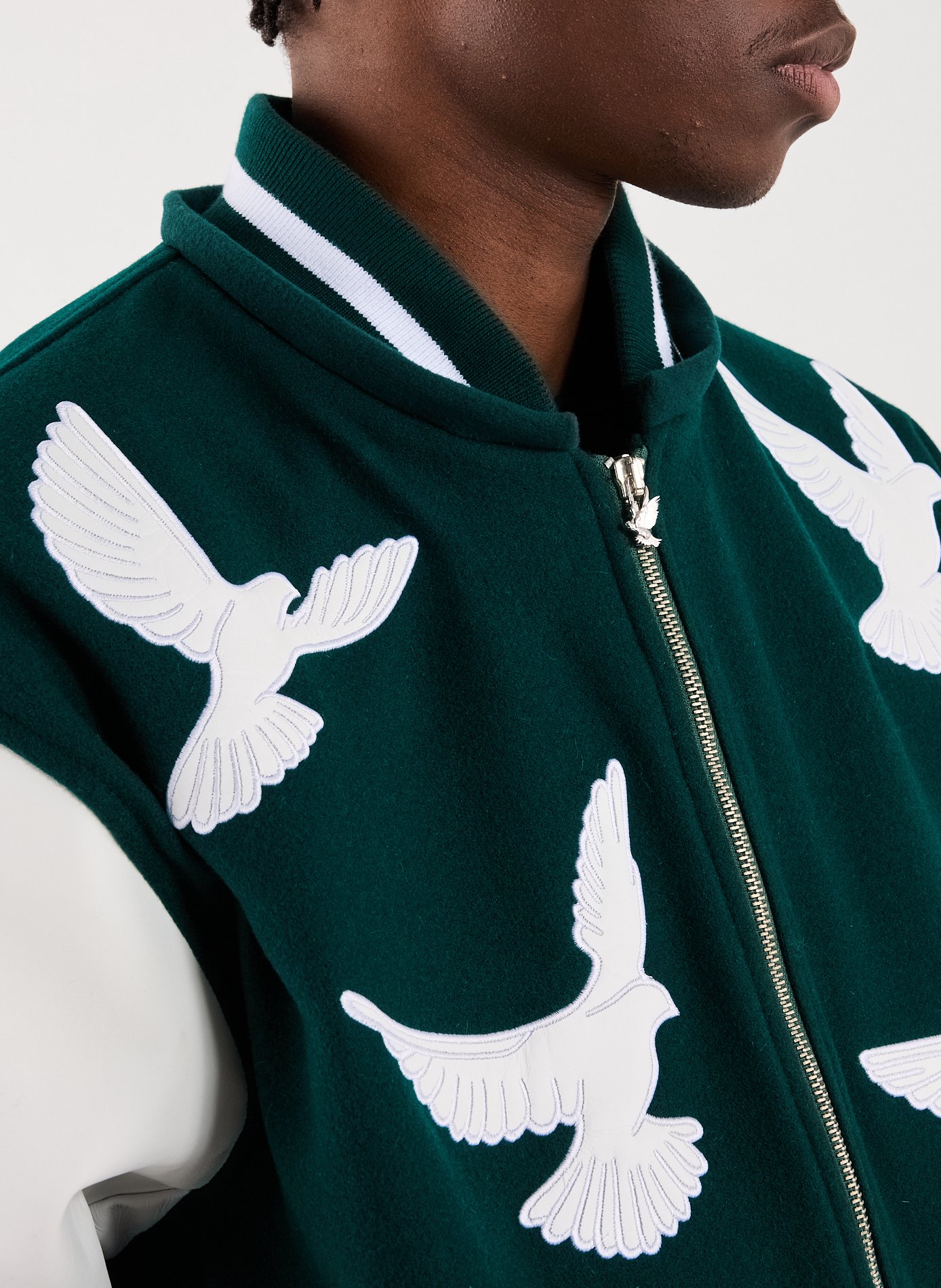 Wool varsity jacket with padded collar 3 PARADIS Green