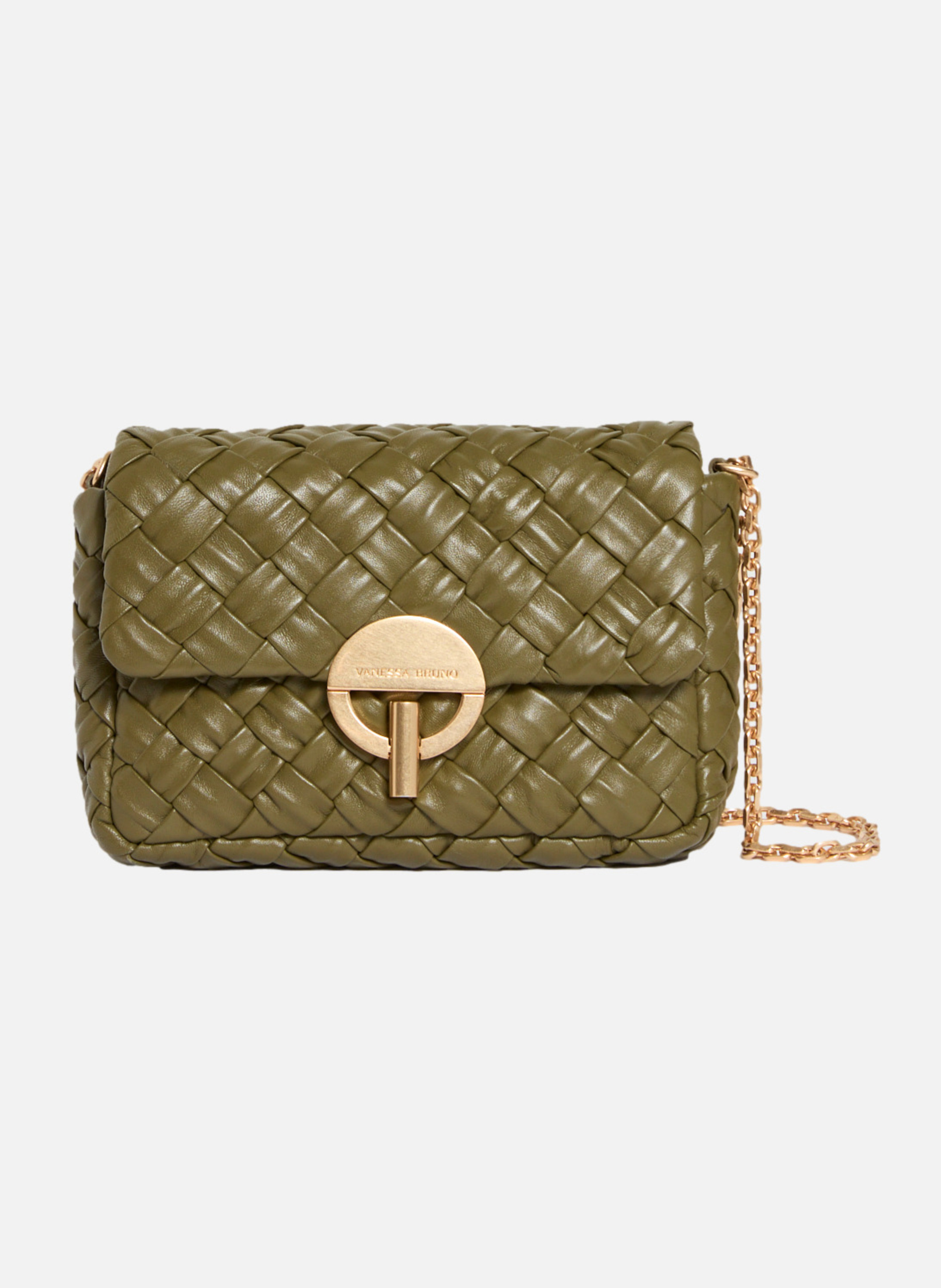 Moyen sac moon en cuir tressé VANESSA BRUNO Vert