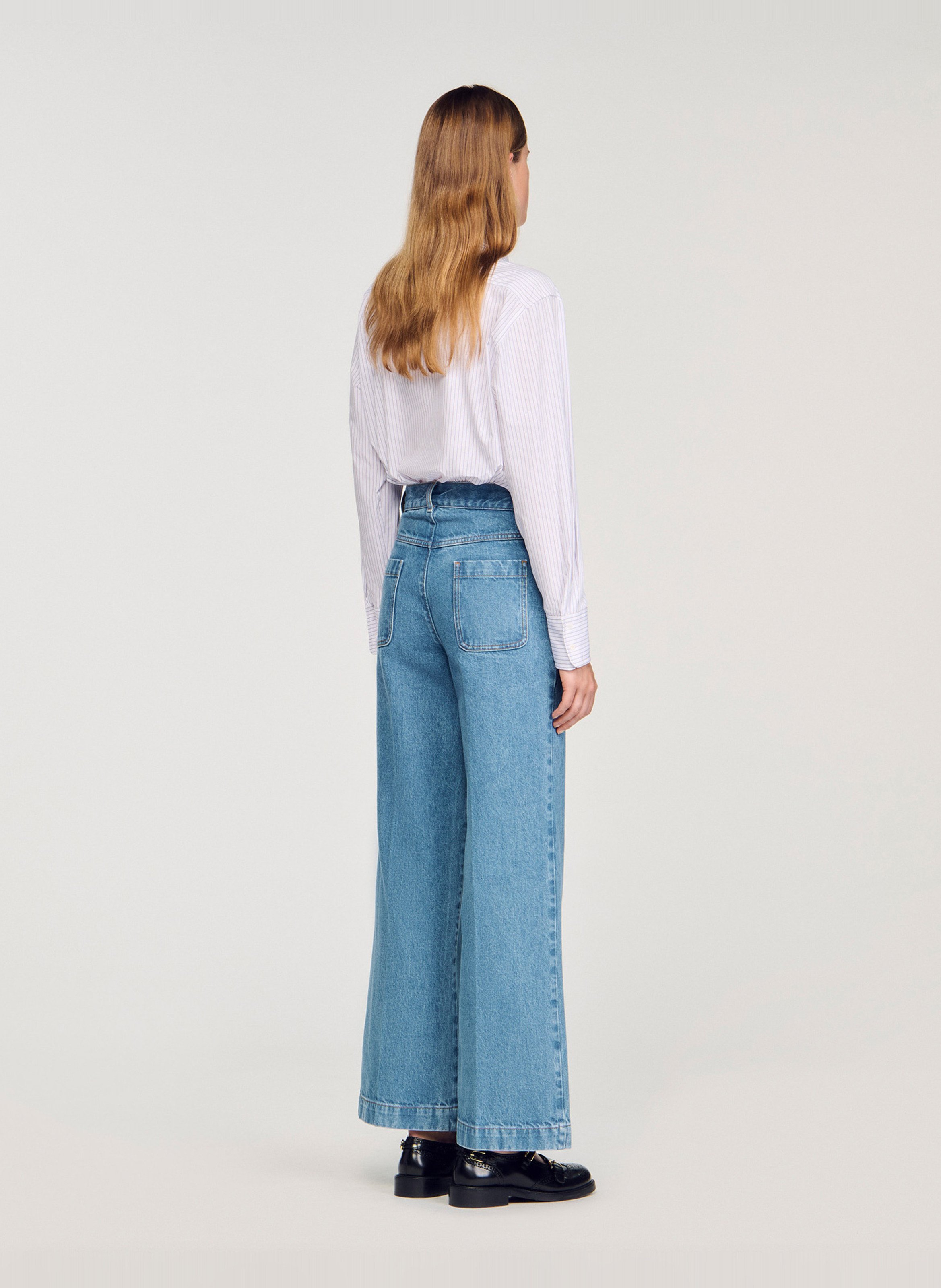 Jean large en coton SANDRO Bleu