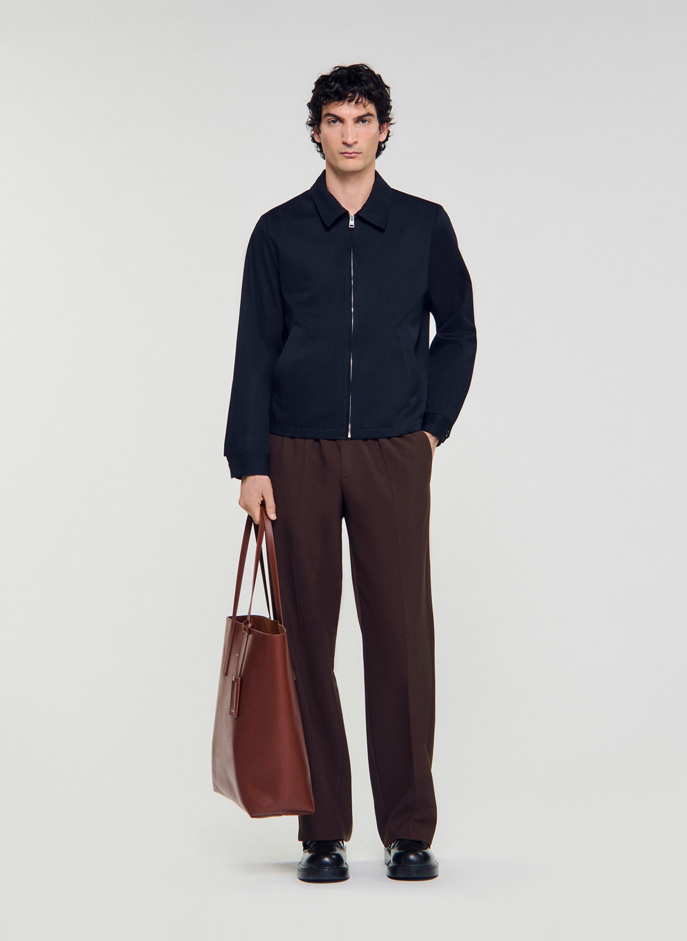 Blouson près du corps en coton SANDRO Bleu