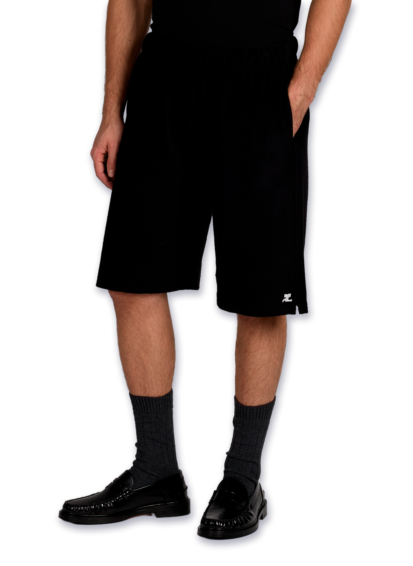 Short de bain AC en coton éponge COURRÈGES Noir