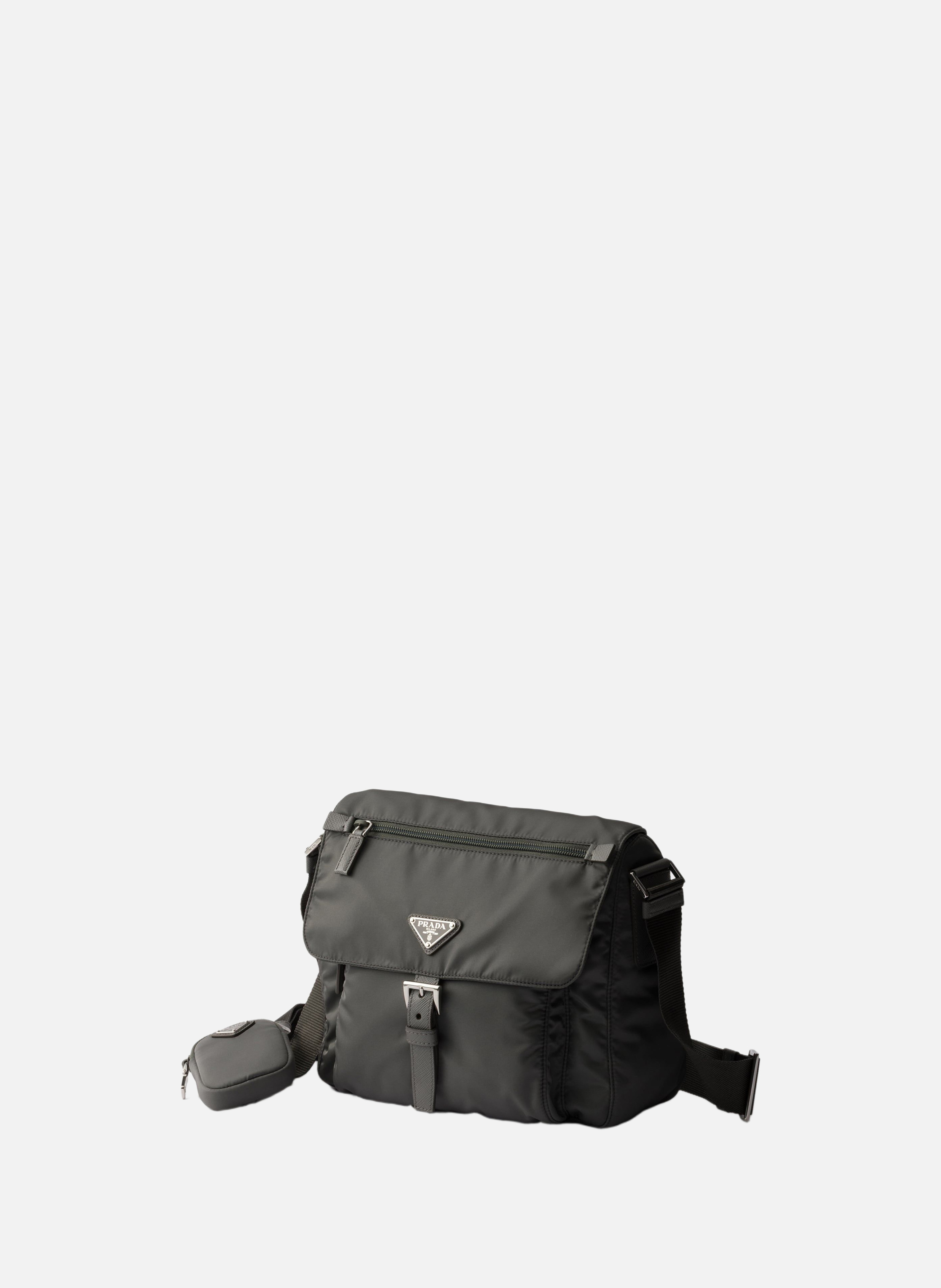 Sac porté épaule en re-nylon PRADA Gris