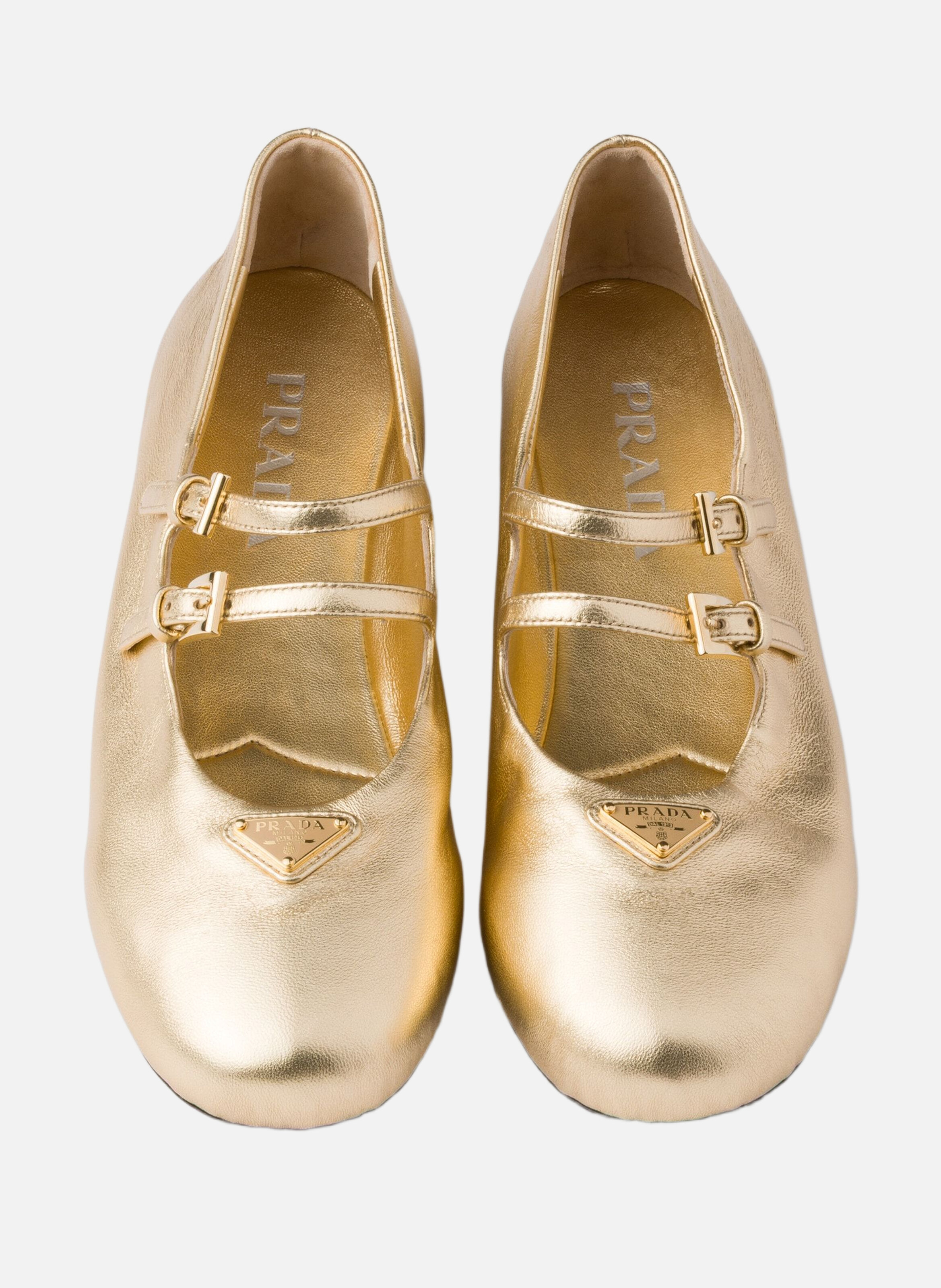 Ballerines en cuir nappa mordoré PRADA Argent