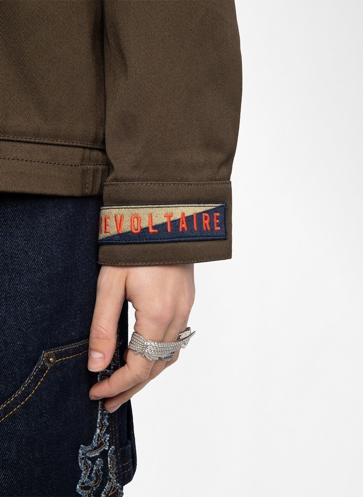 Veste droite unie en coton kid ZADIG&VOLTAIRE Vert