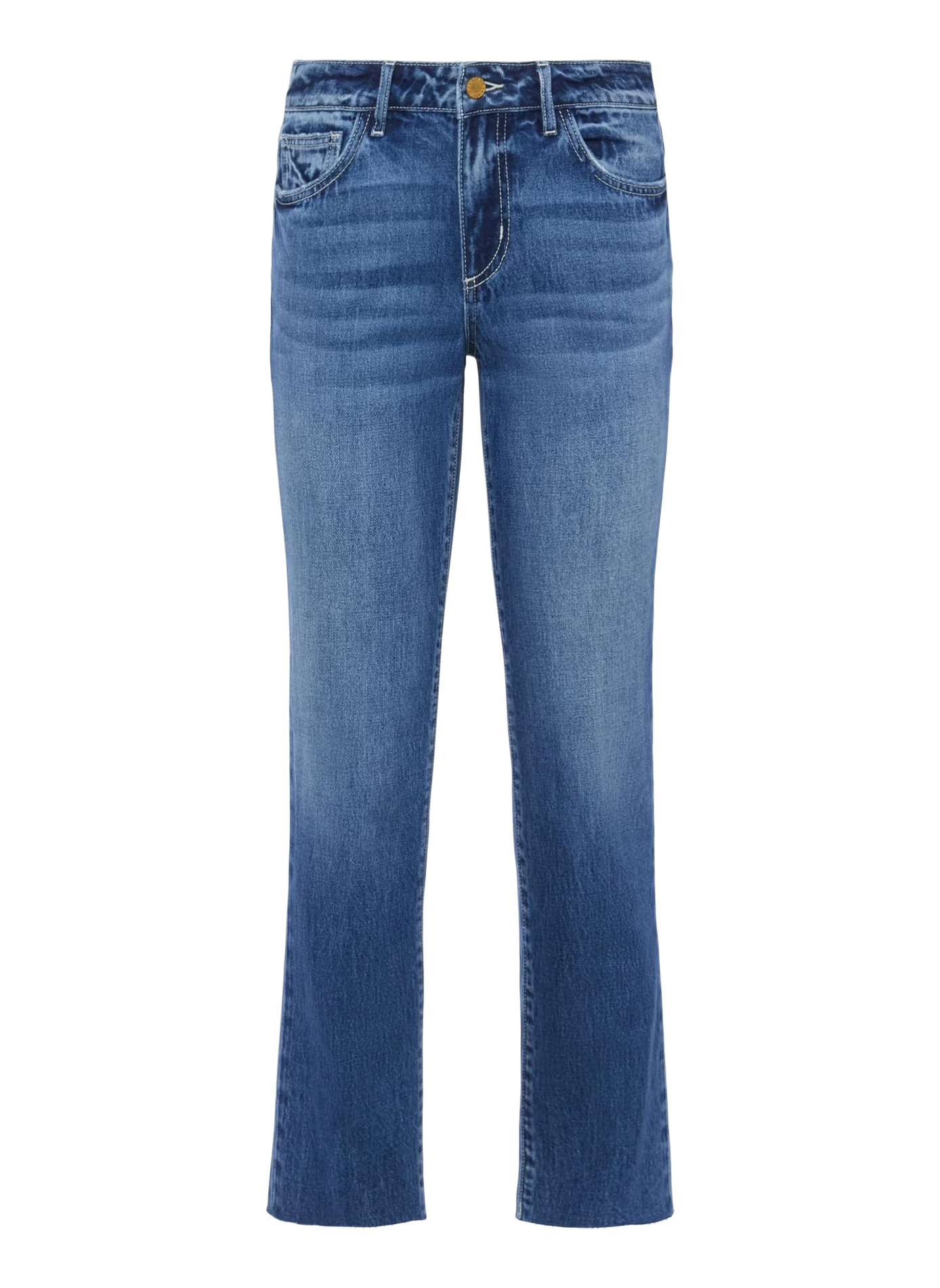 Jean droit à ourlets bruts en coton L'AGENCE Bleu