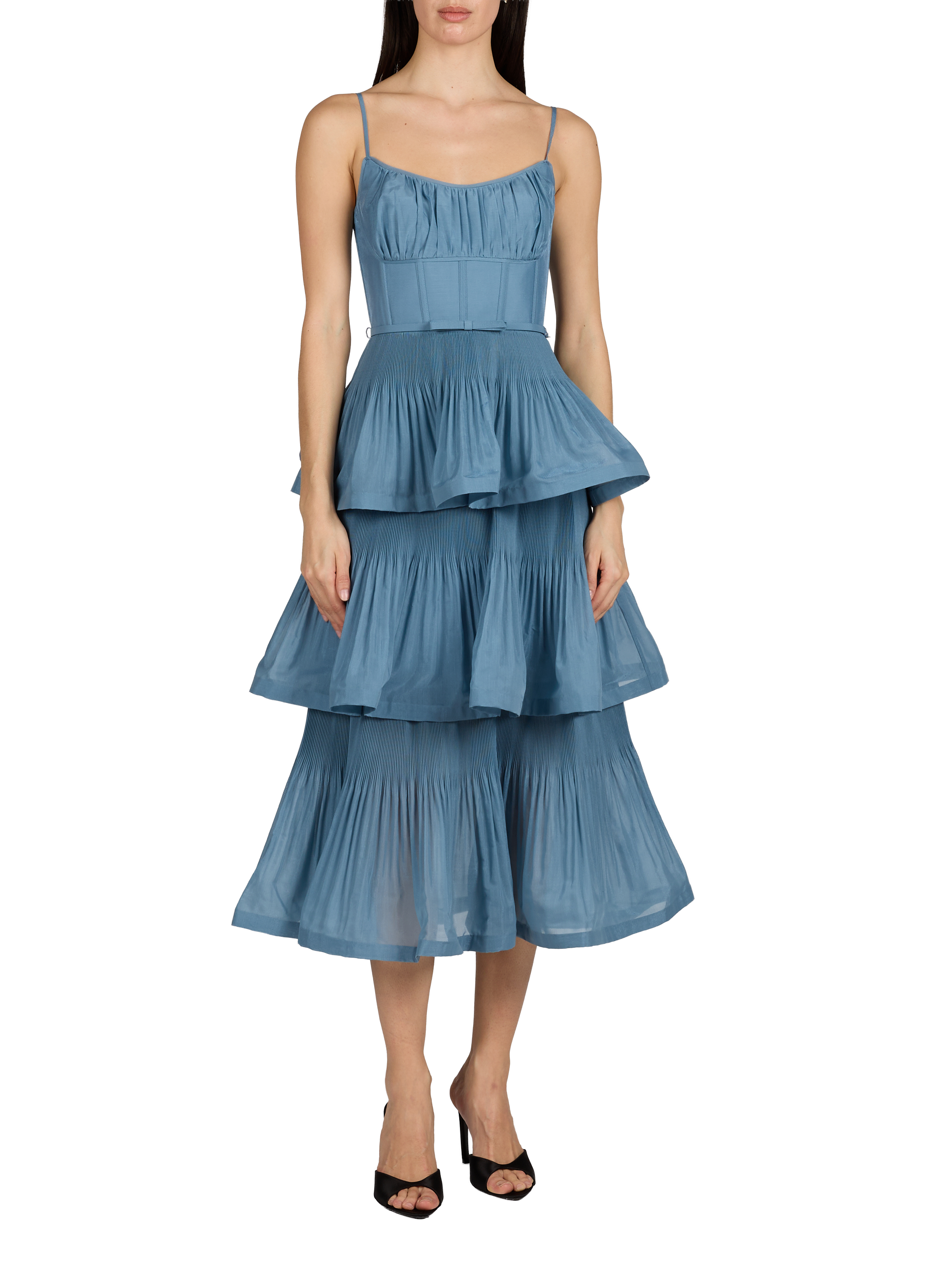 Pleated midi dress with ruffles ZIMMERMANN Blue